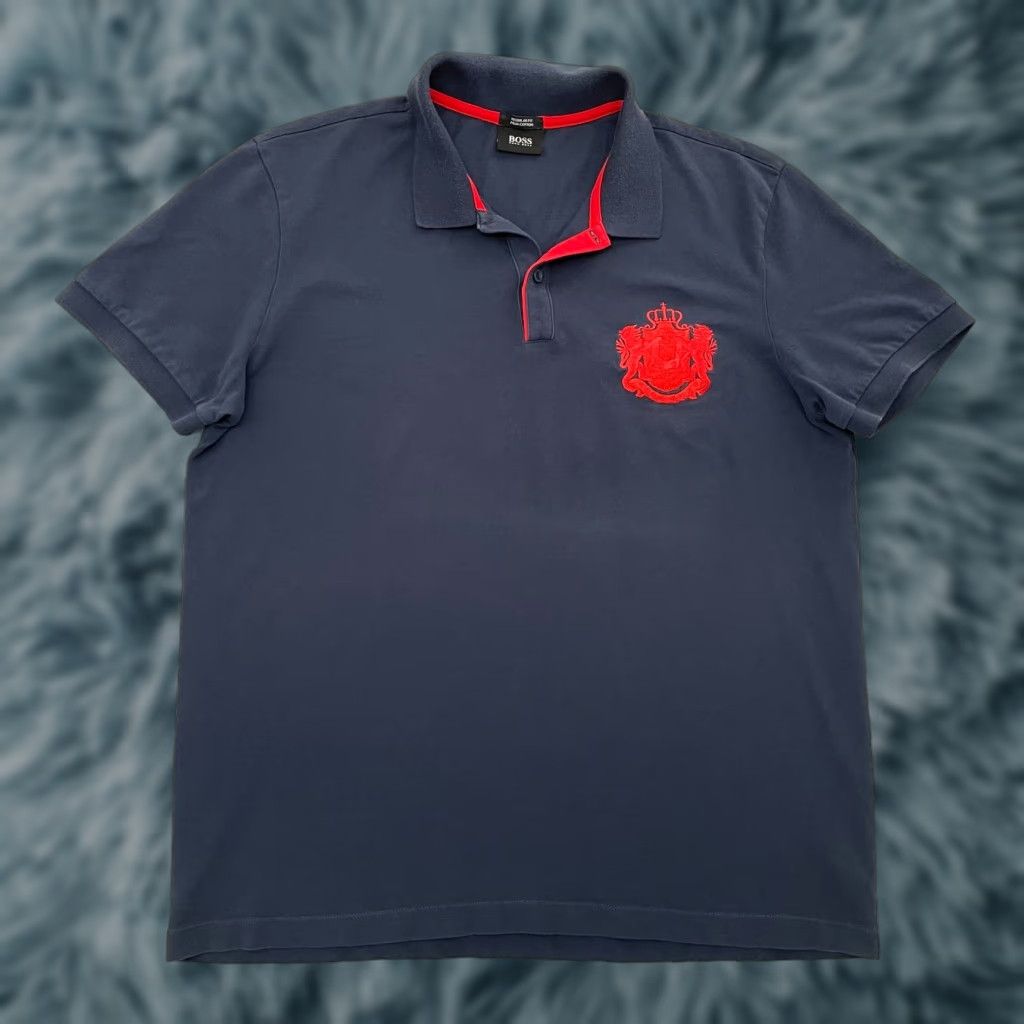 Hugo Boss HUGO BOSS Shirt Polo Adult XL Blue Embroidered Logo Button Collar Mens XL Size US XL / EU 56 / 4 - 1 Thumbnail