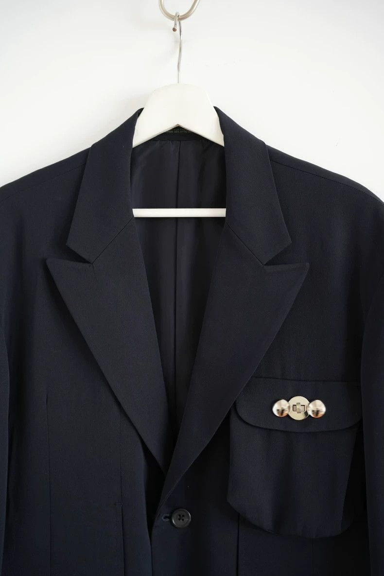 Yohji Yamamoto Yohji Yamamoto Yohji Yamamoto Navy Blue Wool Blazer Size US M / EU 48-50 / 2 - 3 Thumbnail