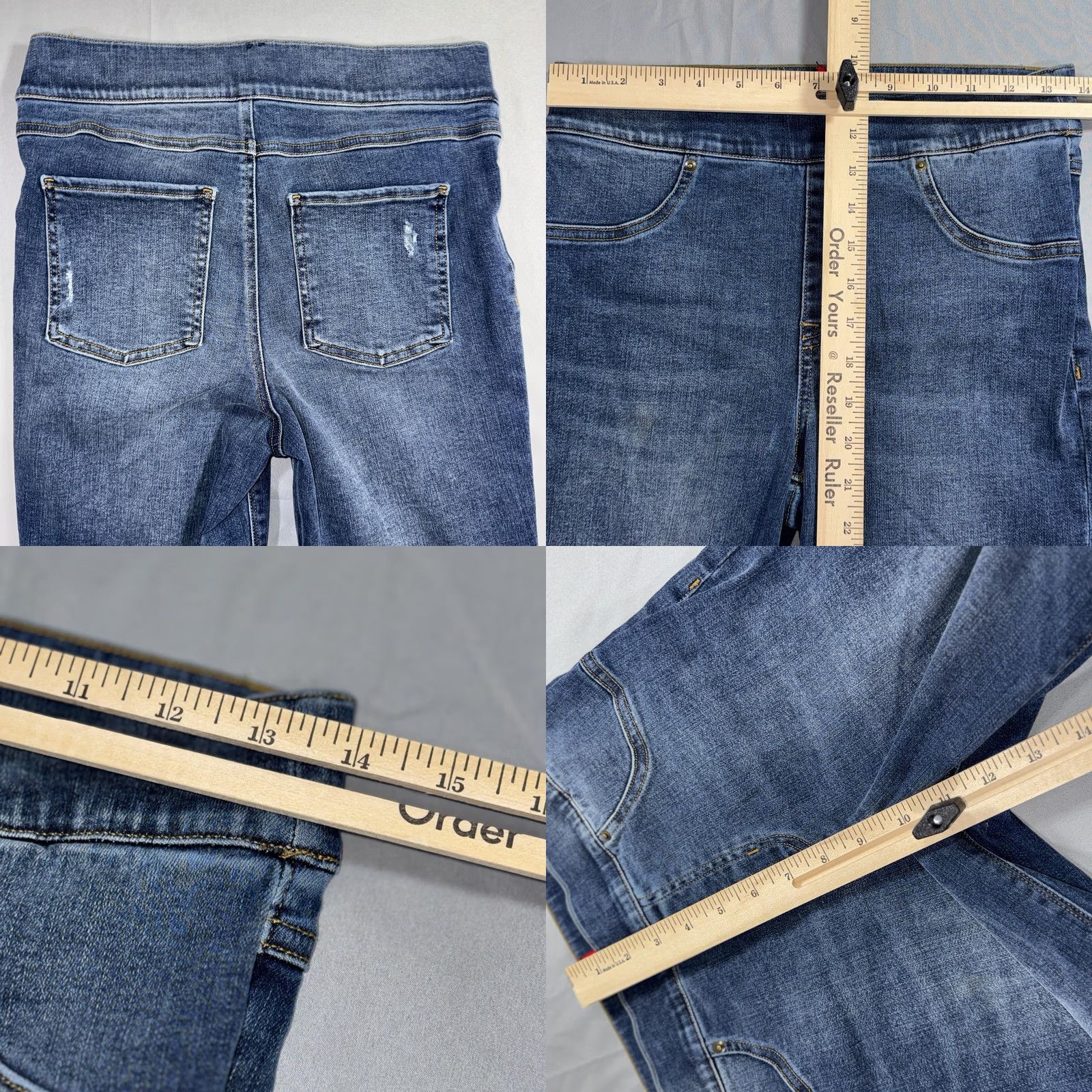 Spanx Spanx Jeans Womens M Blue Pull On Jeggings Skinny Raw Hem Distressed Denim Size 32" / US 10 / IT 46 - 8 Thumbnail
