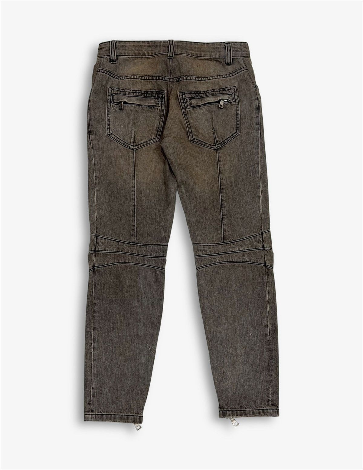 Balmain BALMAIN Decarnin SS 2010 Oil Stained Runway Biker Zip Jeans Size US 28 / EU 44 - 7 Thumbnail