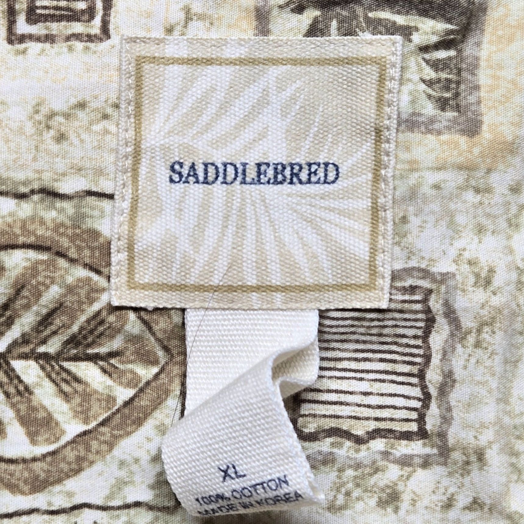 Vintage Saddlebred Shirt Button-Up Hawaiian Beig e Short Sleeve Adult XL Men’s Size XL Size US XL / EU 56 / 4 - 3 Thumbnail