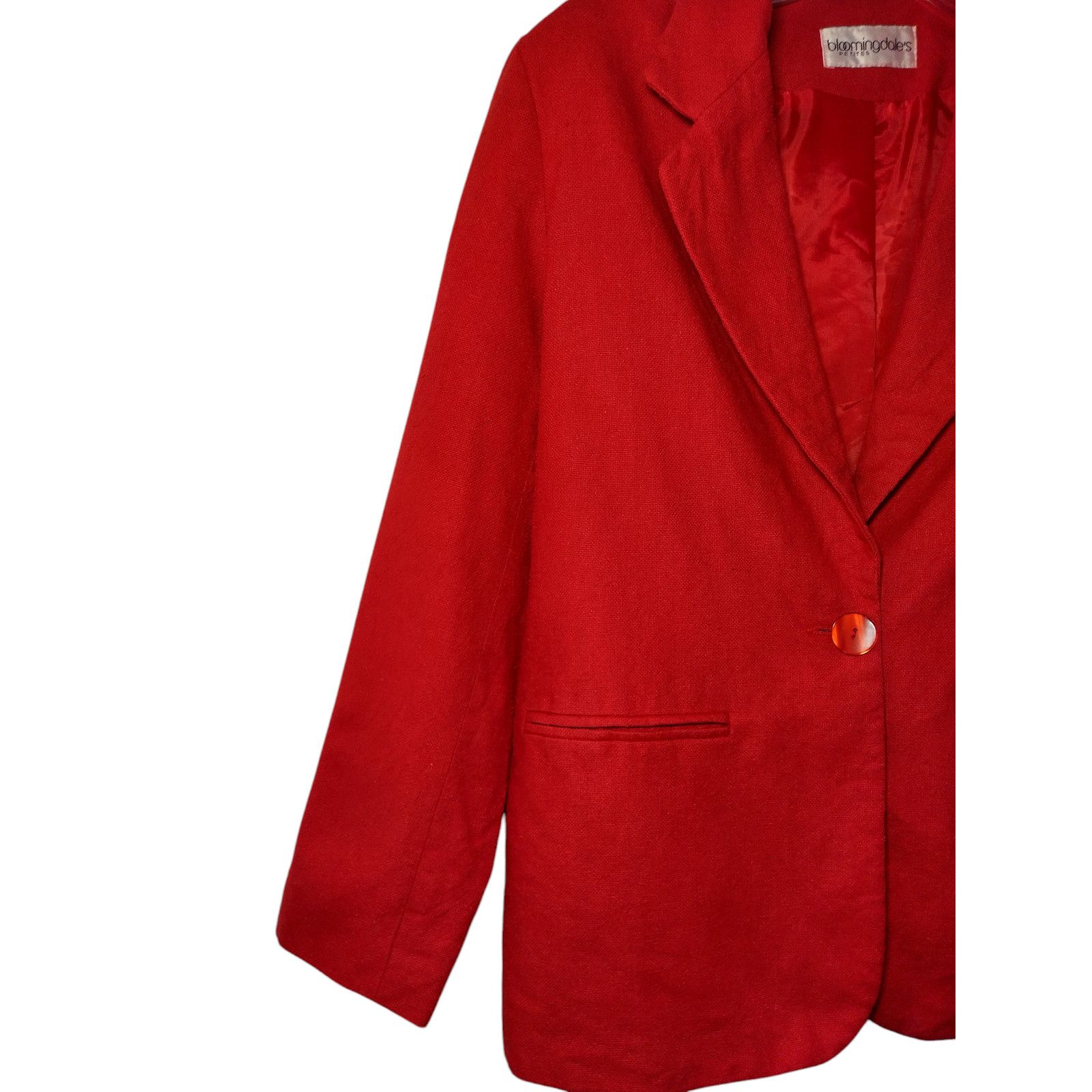 Bloomingdale's Bloomingdales Linen Blazer Jacket Shoulder Pads Red Size PM Size M / US 6-8 / IT 42-44 - 7 Thumbnail