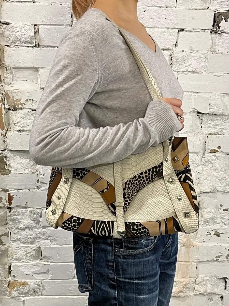 Roberto Cavalli 2000s Cavalli White Python Snakeskin Leather Effect Handle Bag Size ONE SIZE - 2 Thumbnail