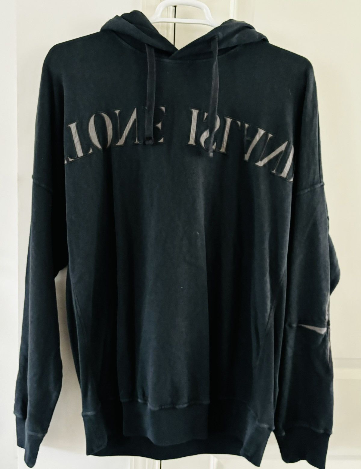 Image of Stone Island Metal Appliqué Logo Hoodie Black, Men's (Size 2XL)