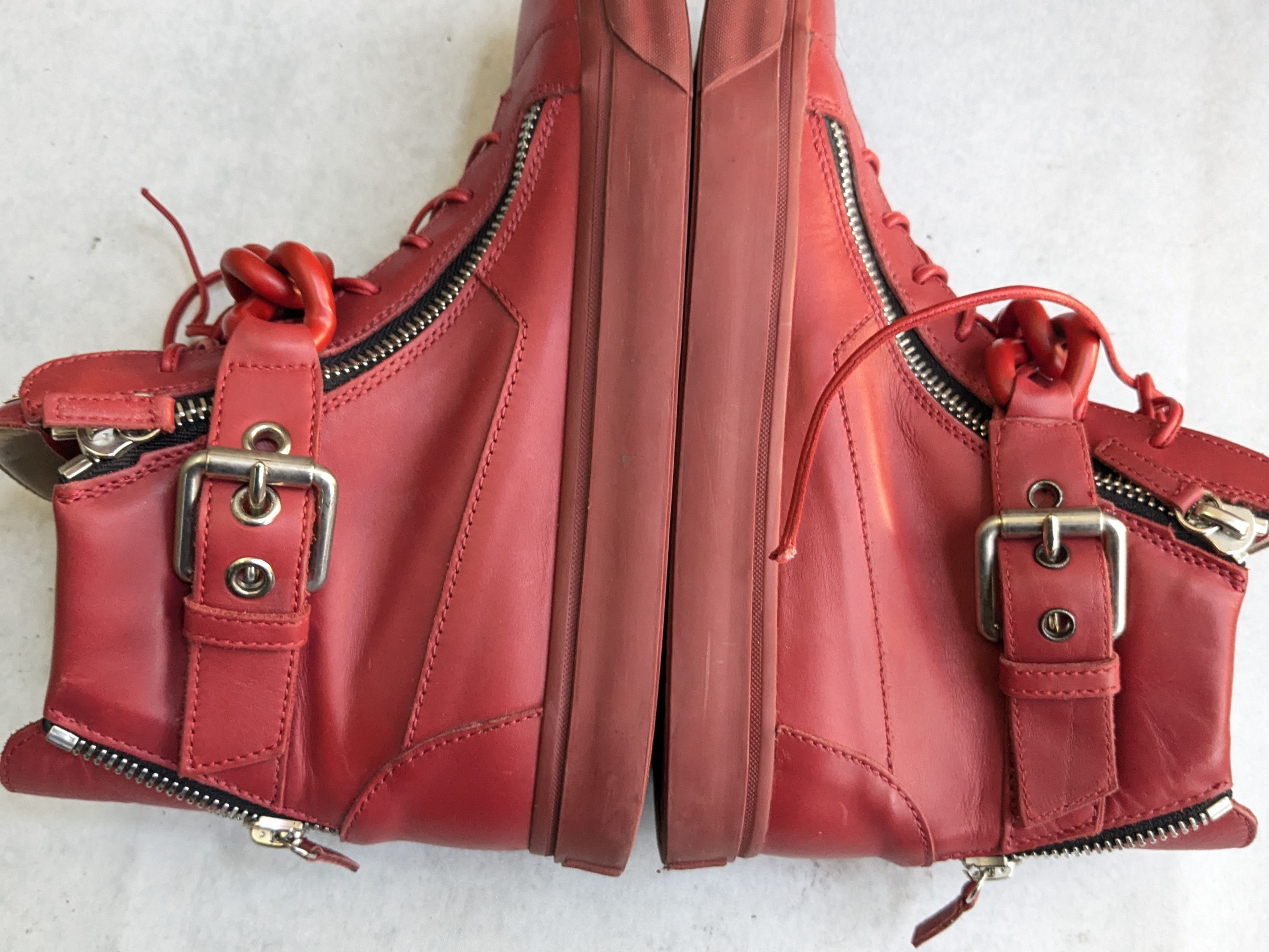 Giuseppe Zanotti Giuseppe Zanotti Chain Sneakers Red 10 43 High Tops Leather Size US 10 / EU 43 - 9 Thumbnail