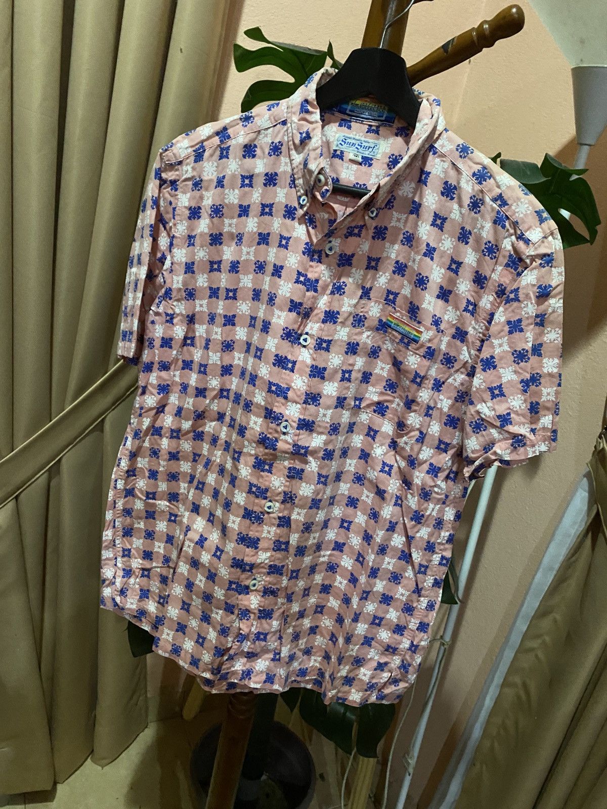 Sun Surf Sun Surf Leilani Hawaiian Aloha Shirt Pink Blue Floral Check Size US M / EU 48-50 / 2 - 4 Thumbnail