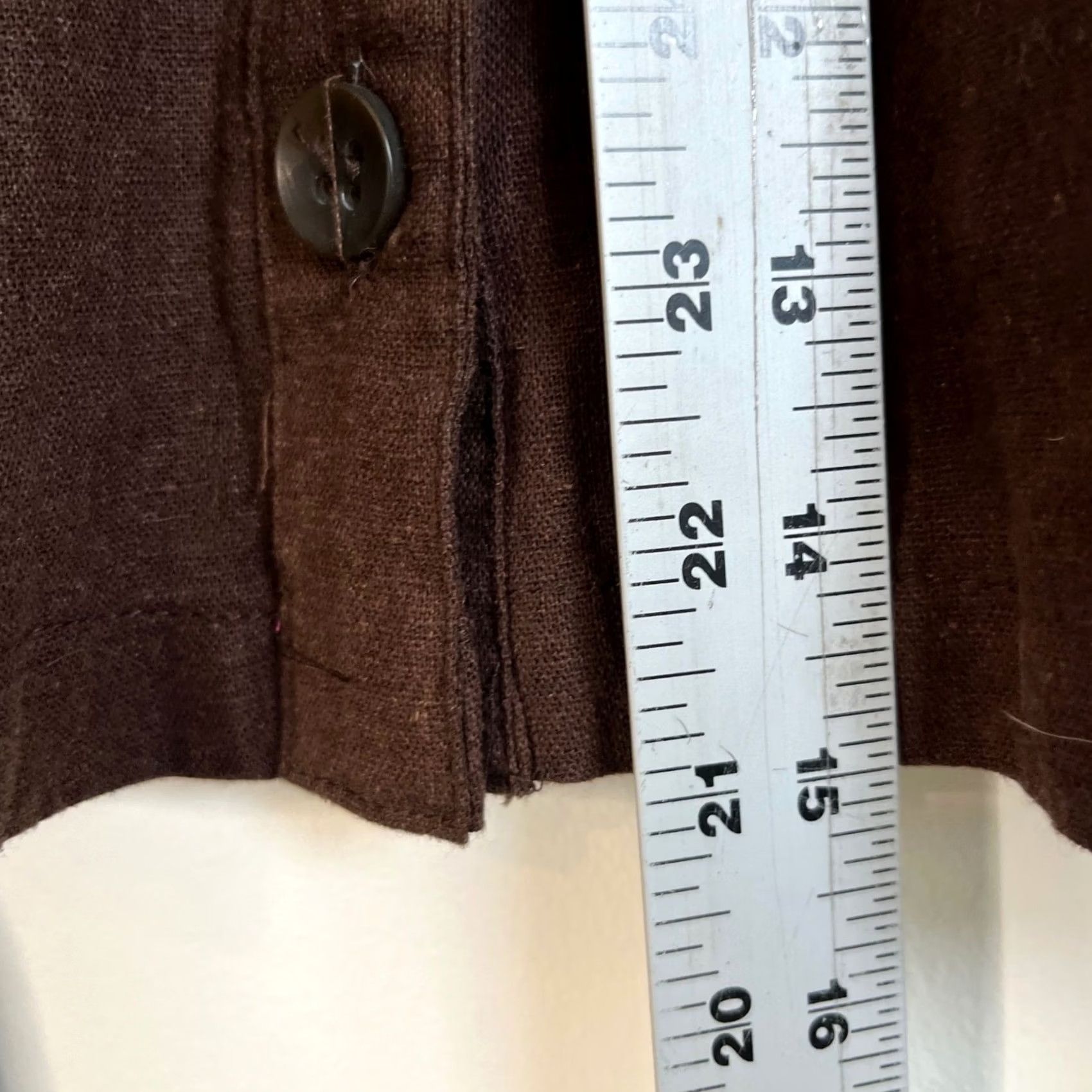 Vintage Discovery Clothing Skirt 2XL Brown Linen Button Front Tie Waist Short Pockets 100% Linen Knit Solid Mini Women's Skirt Size 40" / US 18 - 6 Thumbnail