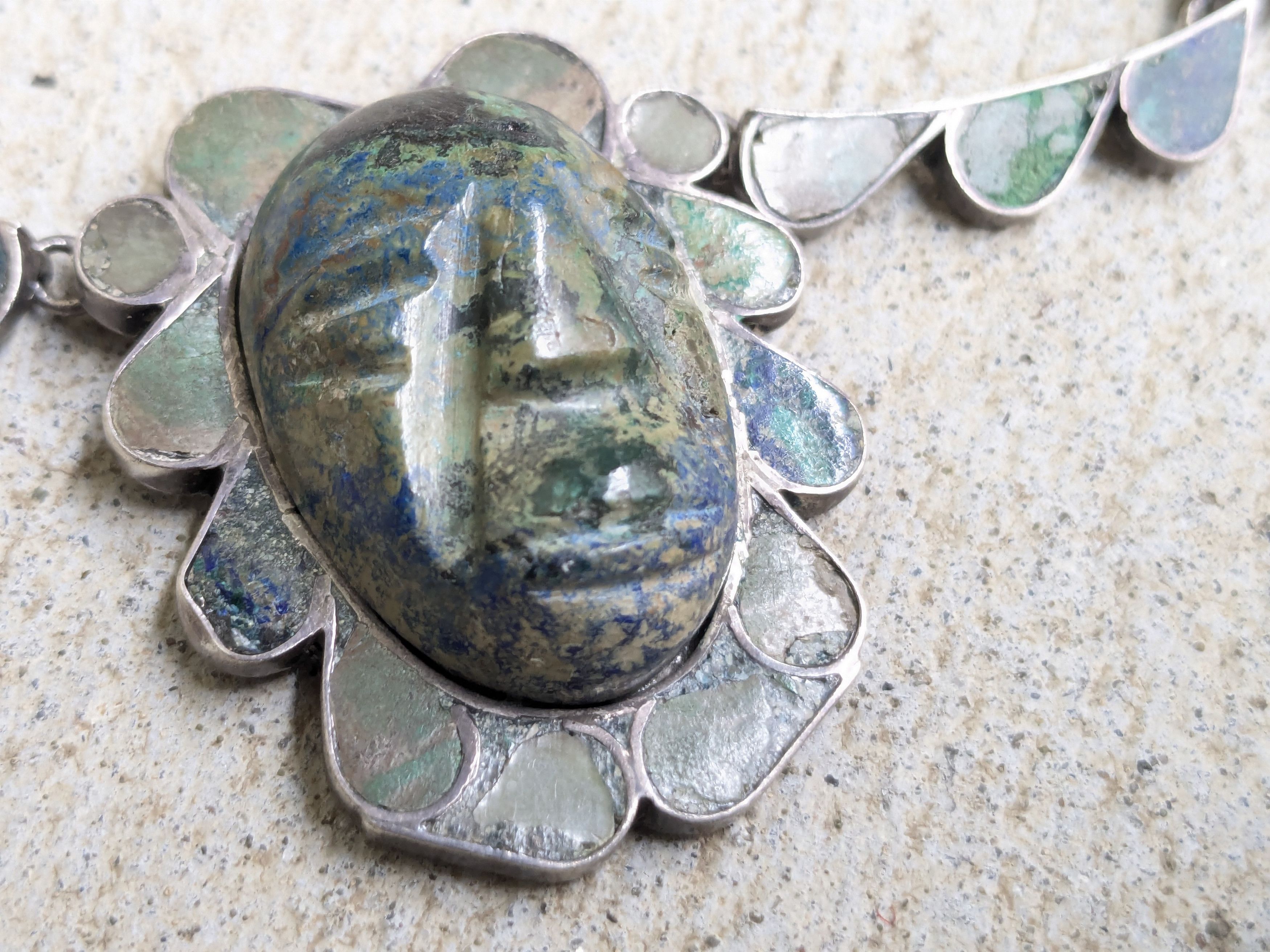 Vintage Vintage Sterling Silver Necklace Bracelet Turquoise Mask Size ONE SIZE - 13 Thumbnail