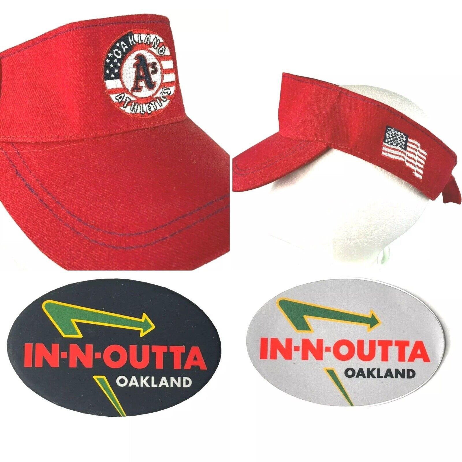 Other Oakland A's Athletics Red Visor Cap SGA 4th of July USA + In Size 46 - 1 Thumbnail