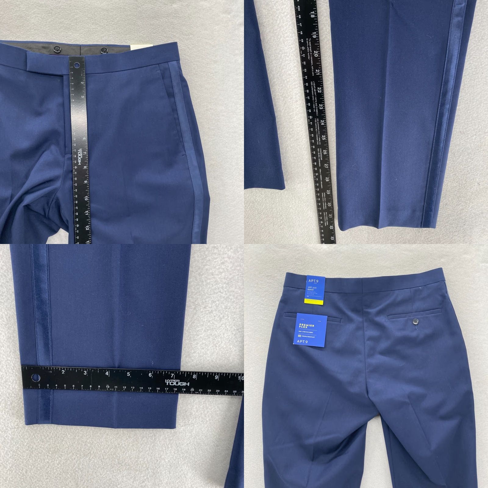 Apt. 9 Apt. 9 Premier Flex Dress Pants Mens 31x32 Slim Blue Striped Career Dress Pants Men Slim Fit Blue Striped Size US 31 - 8 Thumbnail