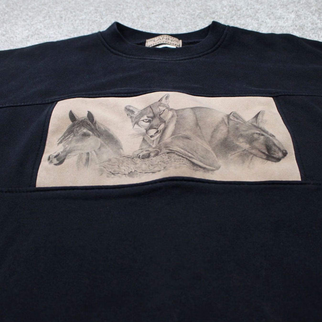 Vintage VINTAGE De Lanno Sweatshirt Mens XL Black Animal Print L/S Pullover Sweater Size US XL / EU 56 / 4 - 4 Thumbnail