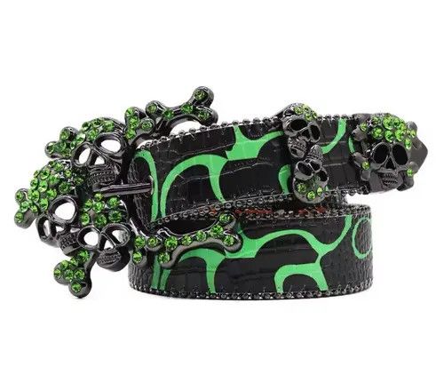 Japanese Brand Kitazawa x Eri Western Toxic Skull Gothic Rhinestone Belts Size ONE SIZE - 8 Thumbnail