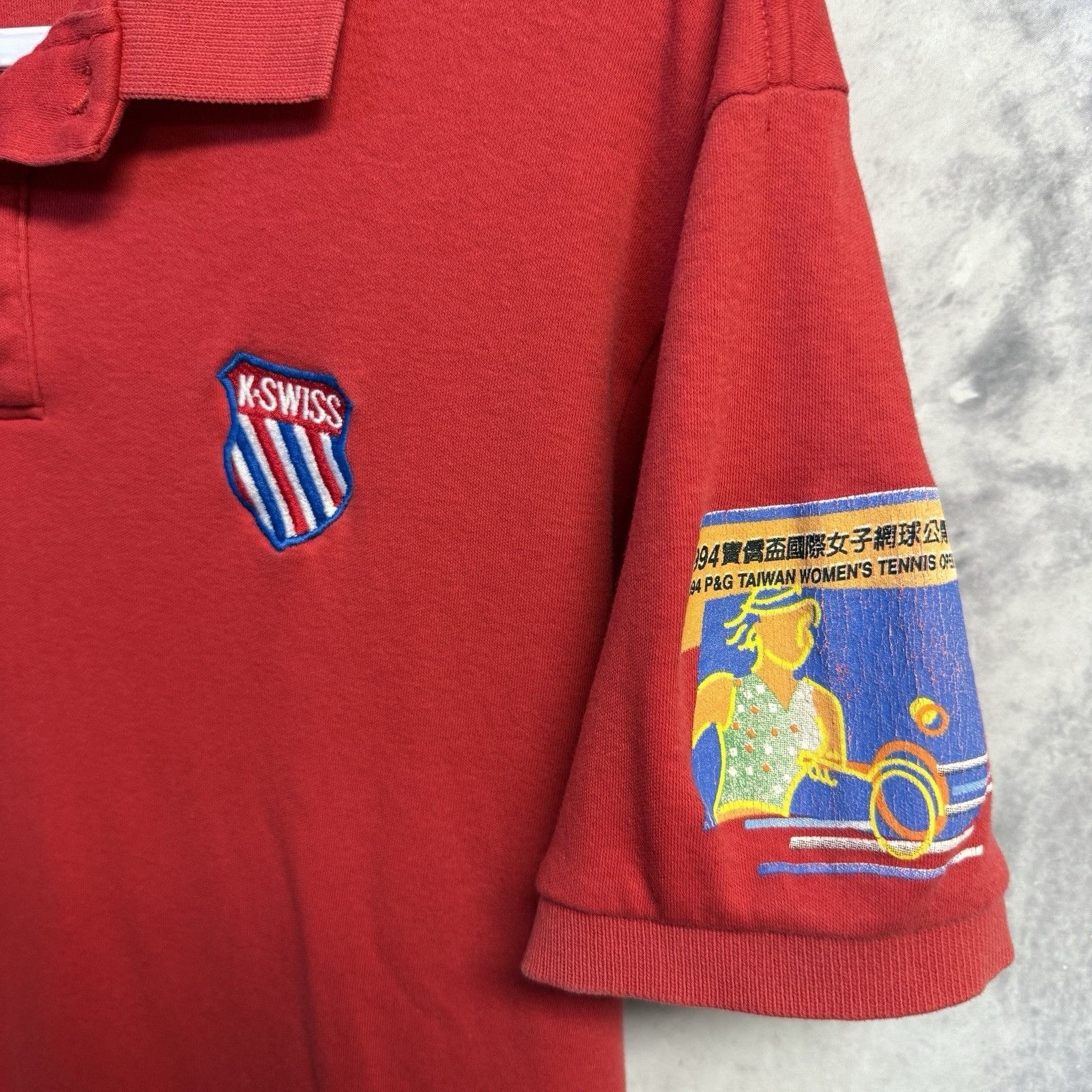 K-Swiss Vintage K-Swiss 90s Taiwan Tennis Open Polo T Shirt Red M Size US M / EU 48-50 / 2 - 4 Thumbnail