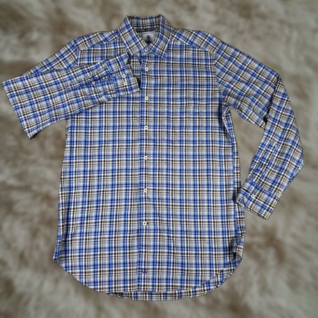 David Donahue David Donahue Shirt Mens M Blue Plaid Casual Button-Up Long Sleeve Size US M / EU 48-50 / 2 - 1 Thumbnail