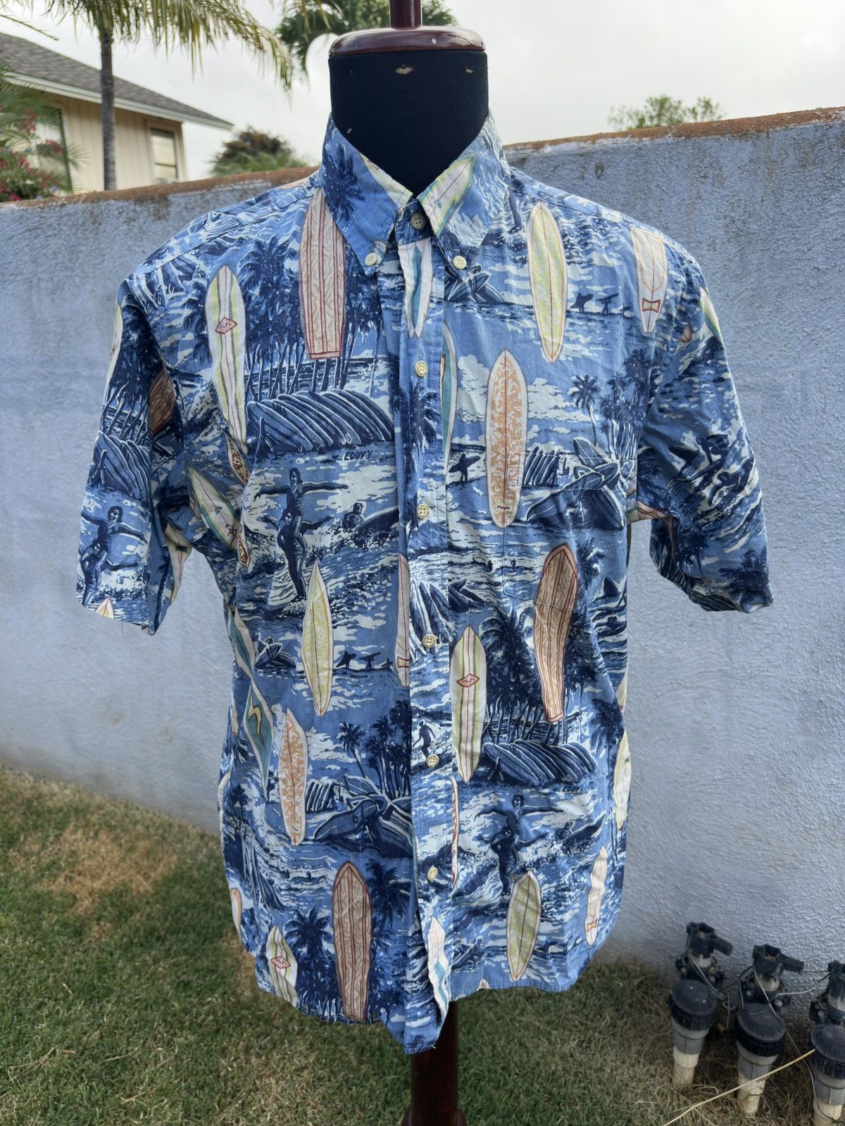 PreOwned Reyn Spooner Hawaiian Surf Multicolored Men's Large