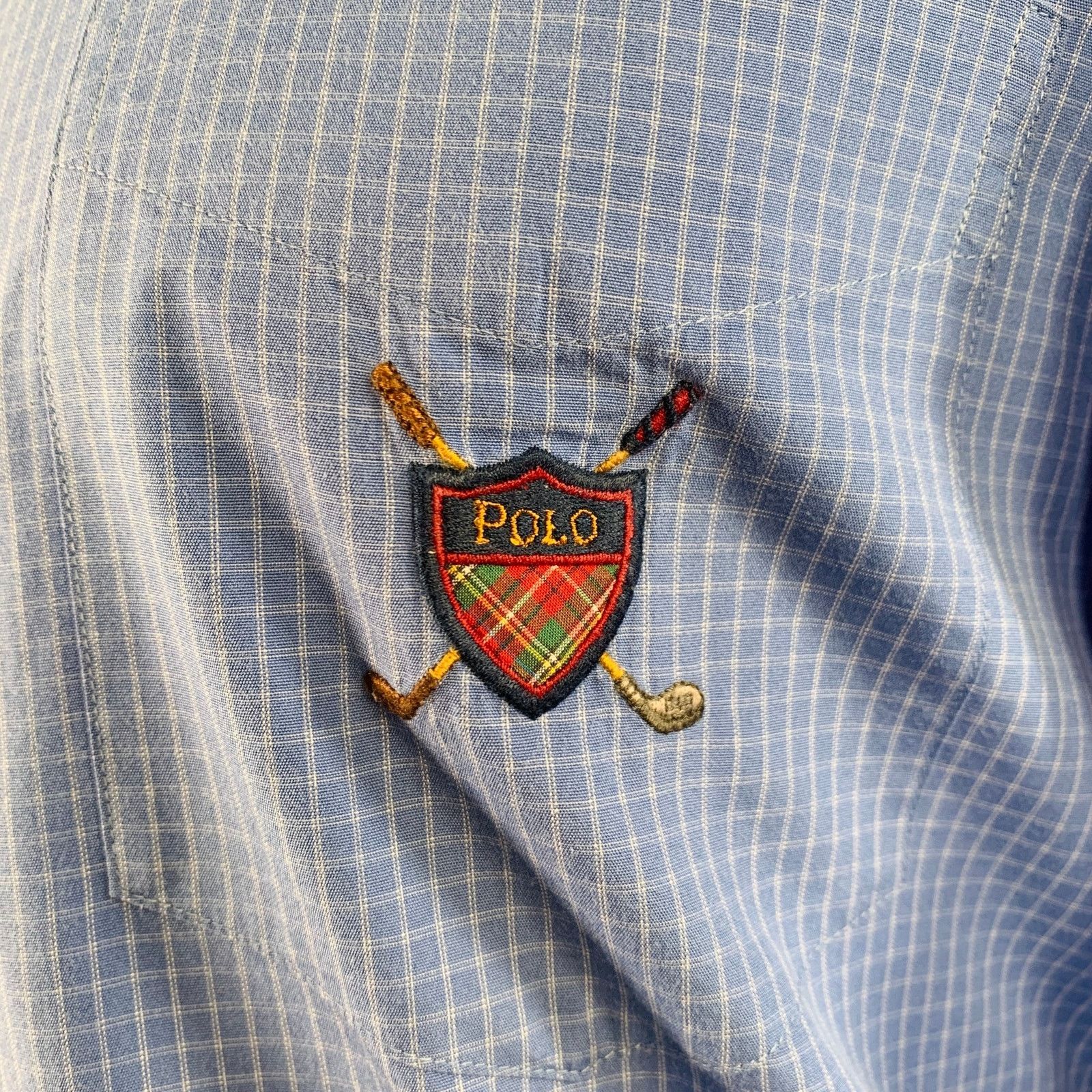 Polo Ralph Lauren POLO by RALPH LAUREN Blue White Grid Cotton One Pocket Size US M / EU 48-50 / 2 - 2 Thumbnail