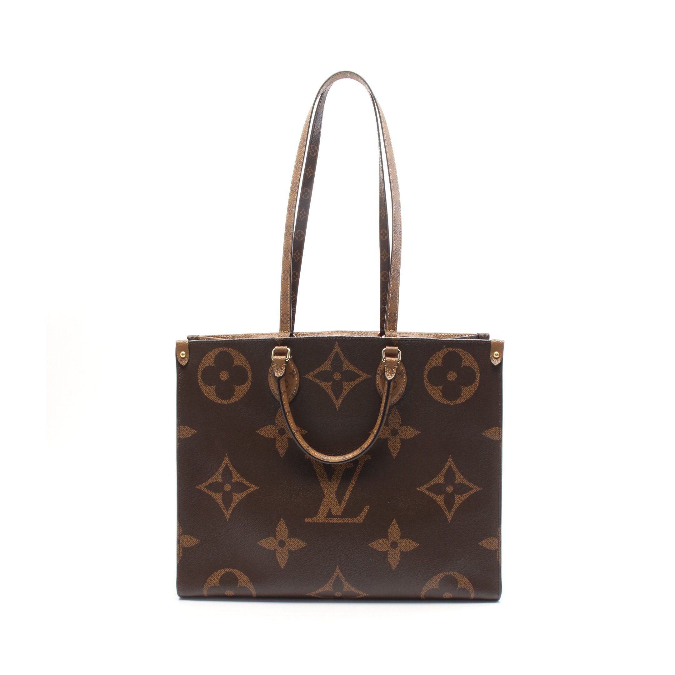 Louis Vuitton On-The-Go Gm Monogram Giant Reverse Shoulder Bag Tote Brown Beige