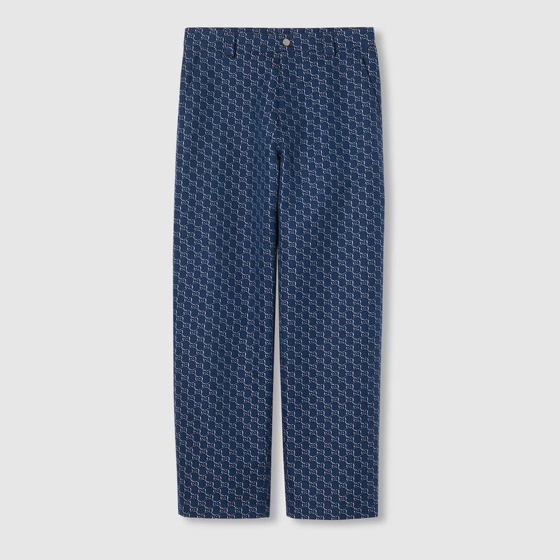 Gucci o1loc1c0226 814727 Cotton Jacquard Pant With GG Shadow Blue Size US 30 / EU 46 - 1 Thumbnail