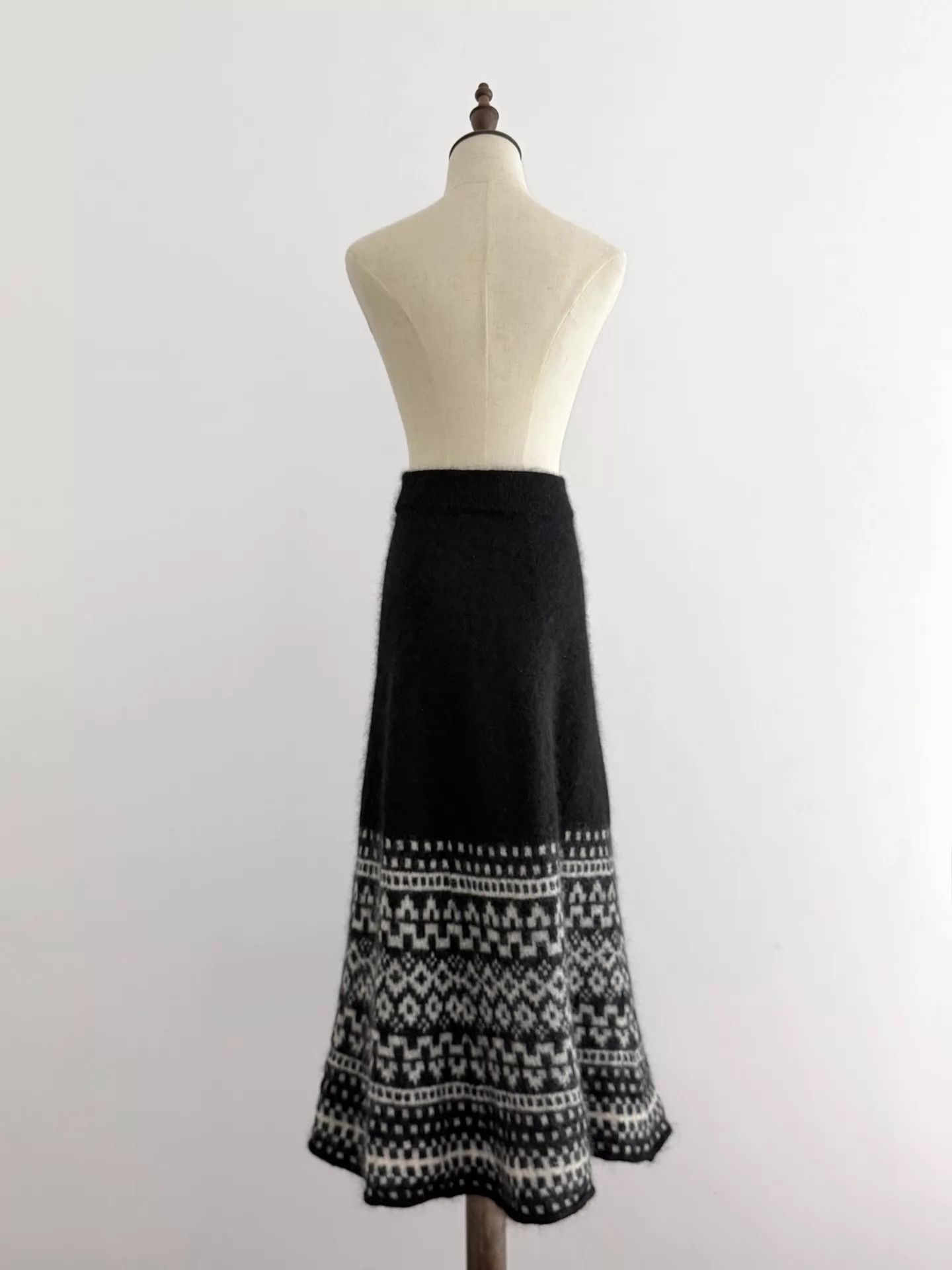 Yohji Yamamoto Yohji Yamamoto Y's F.I. Wool Midi Skirt Black/White Size F Size 27" / US 4 / IT 40 - 8 Thumbnail