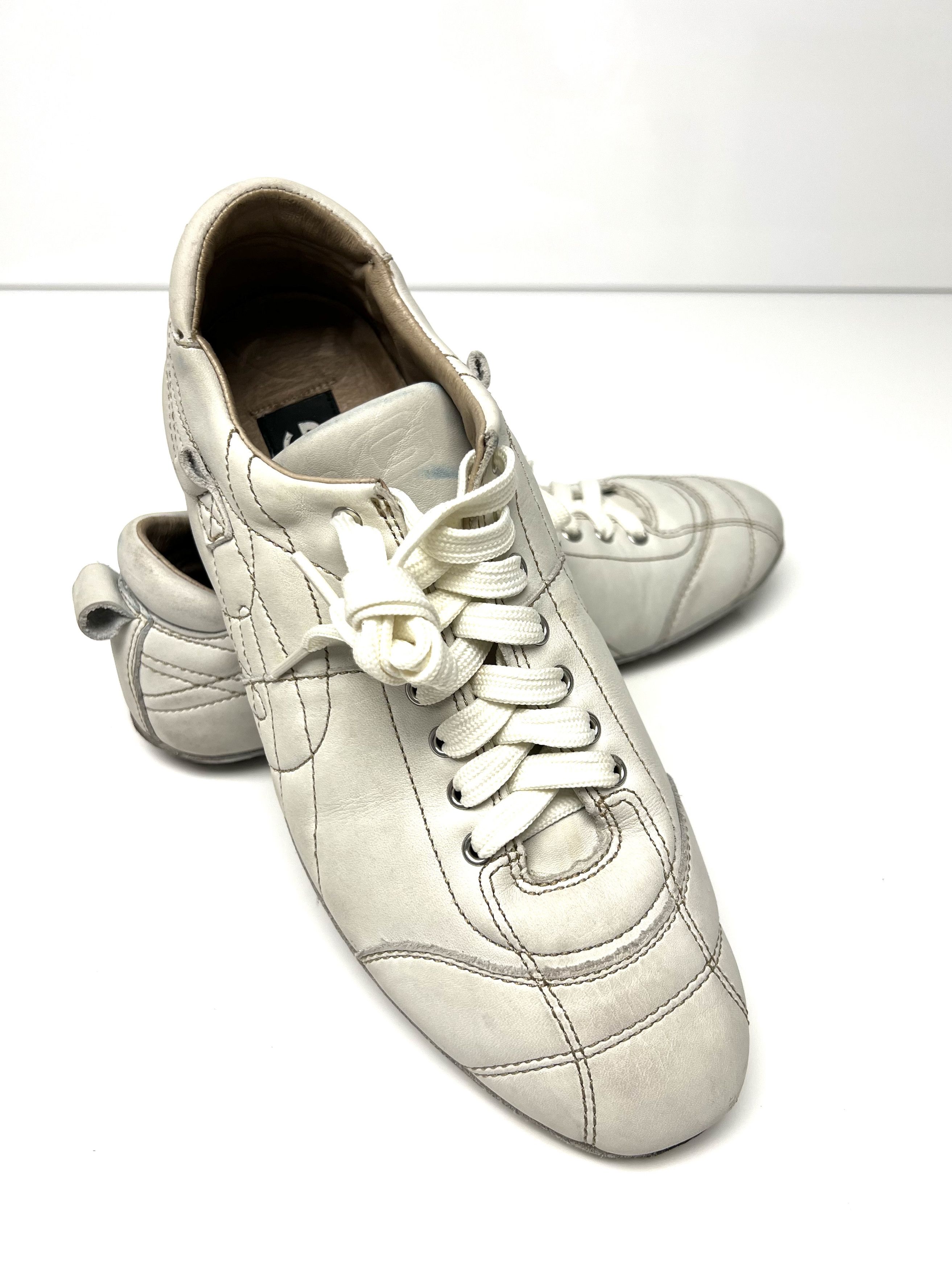 image of Dolce Gabbana, Mens Leather Sneakers, Size 9 Us, 42 Eu in Off White/Ivory