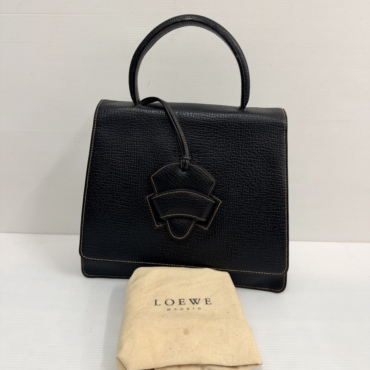 Loewe Loewe Leather Black Barcelona Top Handle Bag Size ONE SIZE - 1 Thumbnail