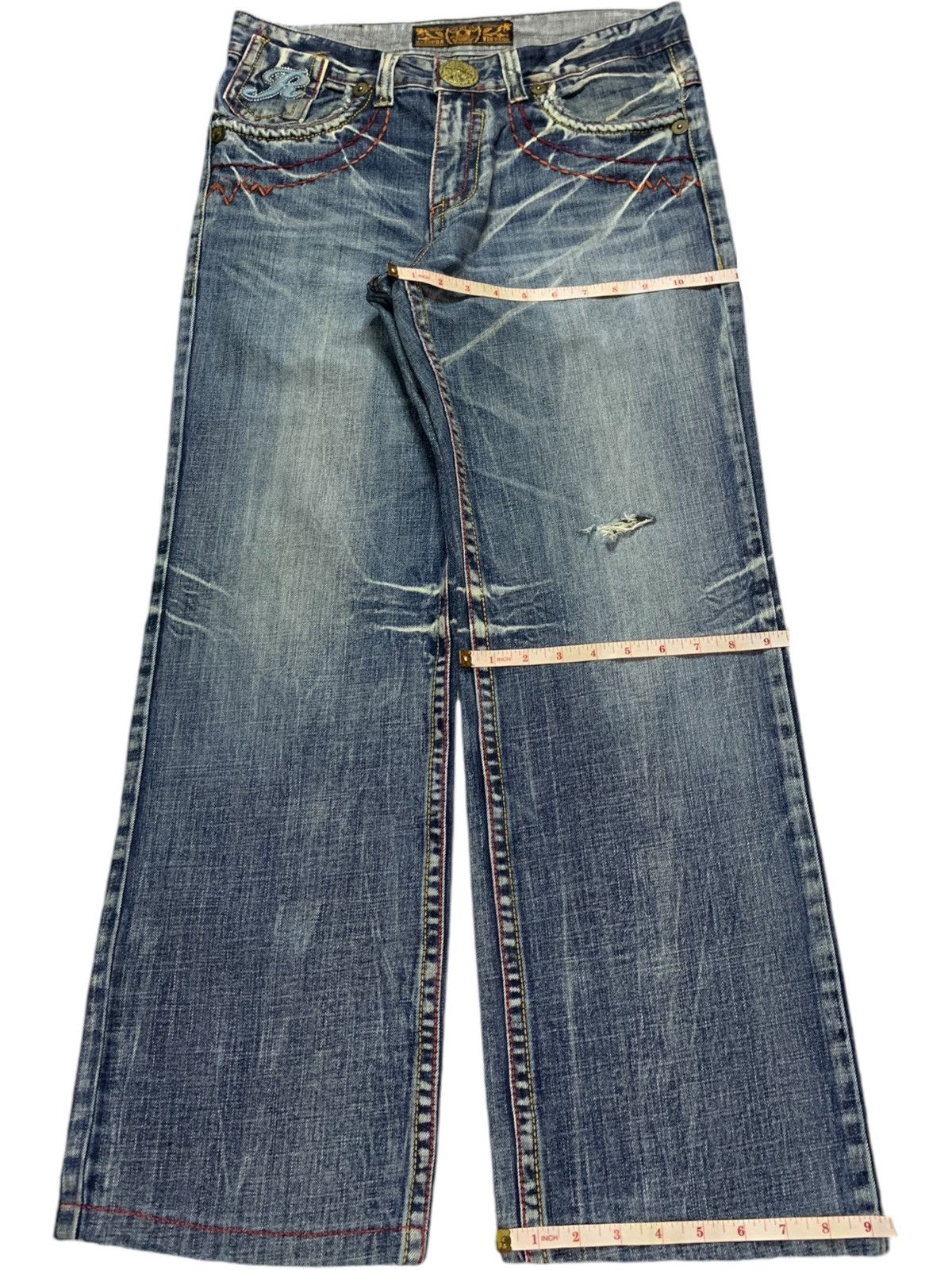 JNCO × Japanese Brand Vintage Japanese Brand Bleached Distressed Baggy Jeans Size 33" - 14 Thumbnail