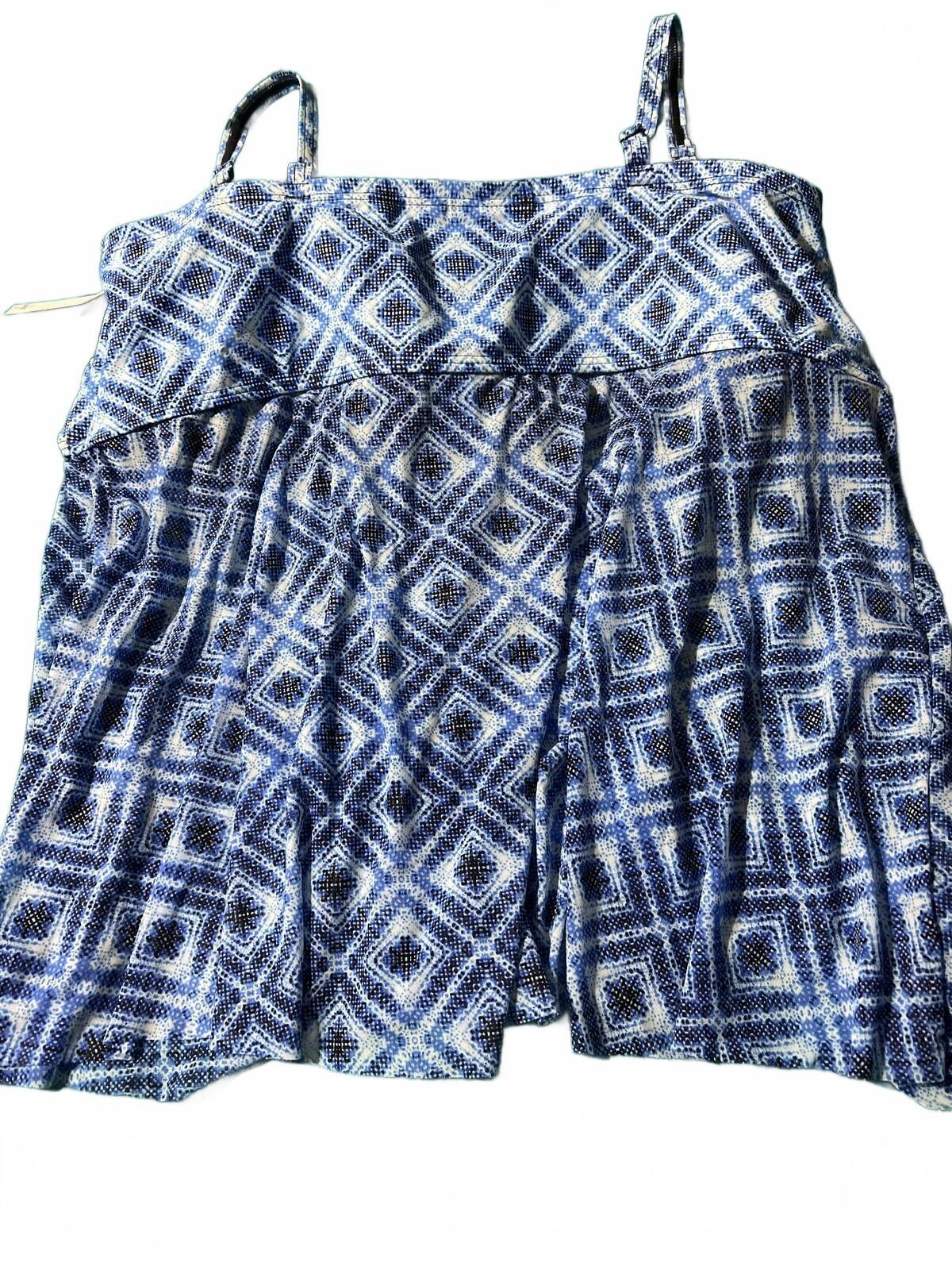 Croft & Barrow Croft & Barrow Blue Patterned Sleeveless Top Straps 26W Size ONE SIZE - 5 Thumbnail