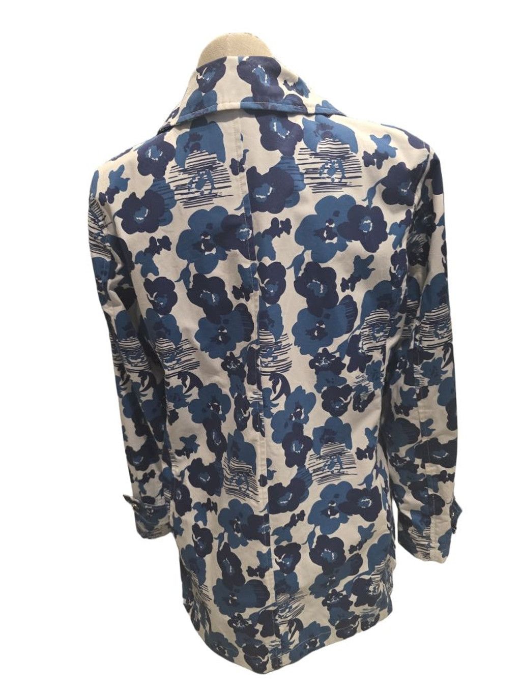 Other Women's Dennis Basso Floral Jacket L White Blue Button Front Size L / US 10 / IT 46 - 3 Thumbnail