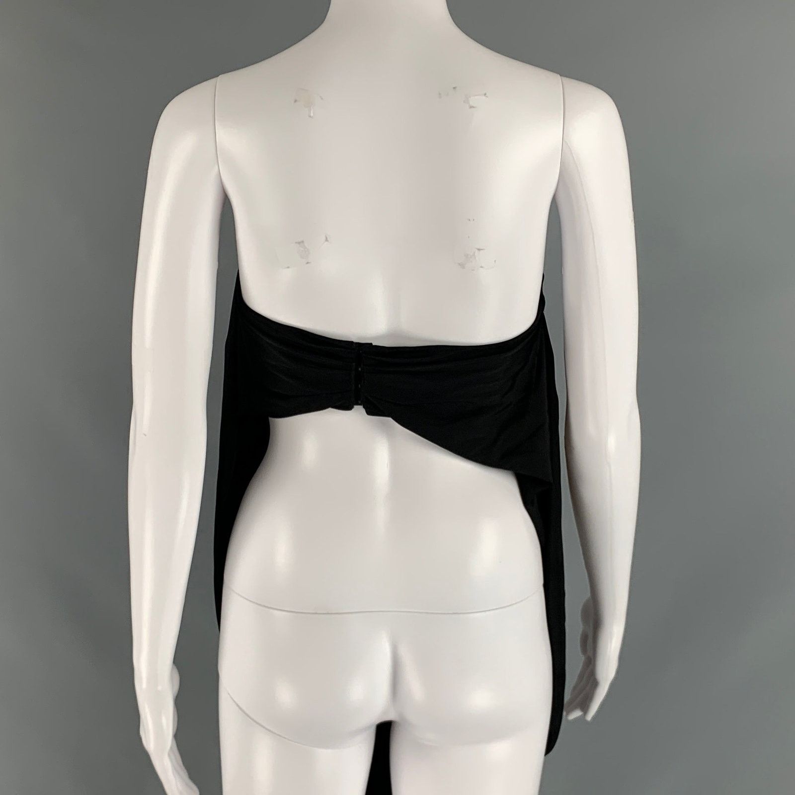Saint Laurent Paris SAINT LAURENT Size 2 Black Jersey Ruched Bralette Dress Top Size XS / US 0-2 / IT 36-38 - 3 Thumbnail