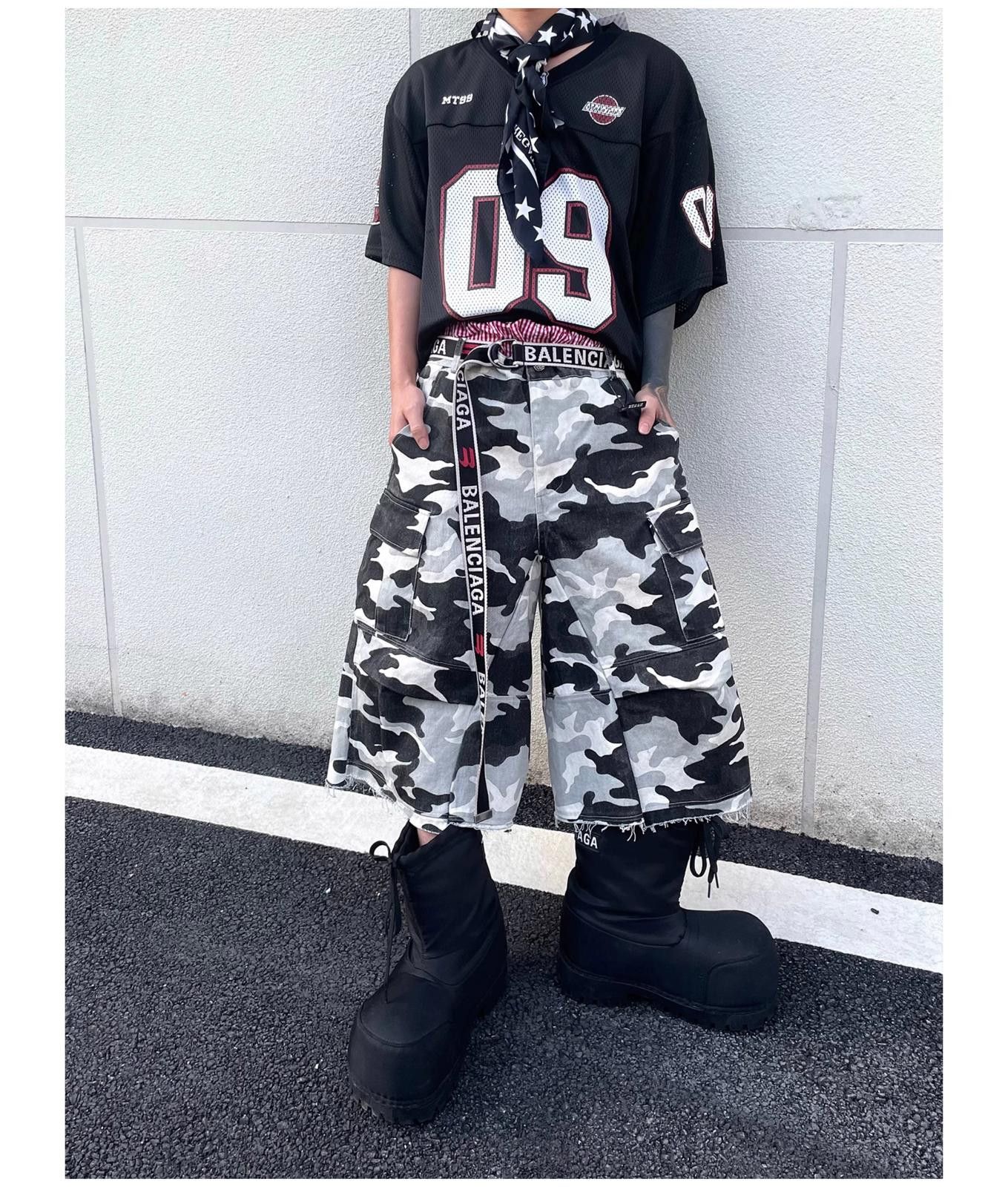 Black White Camouflage Cargo Jorts