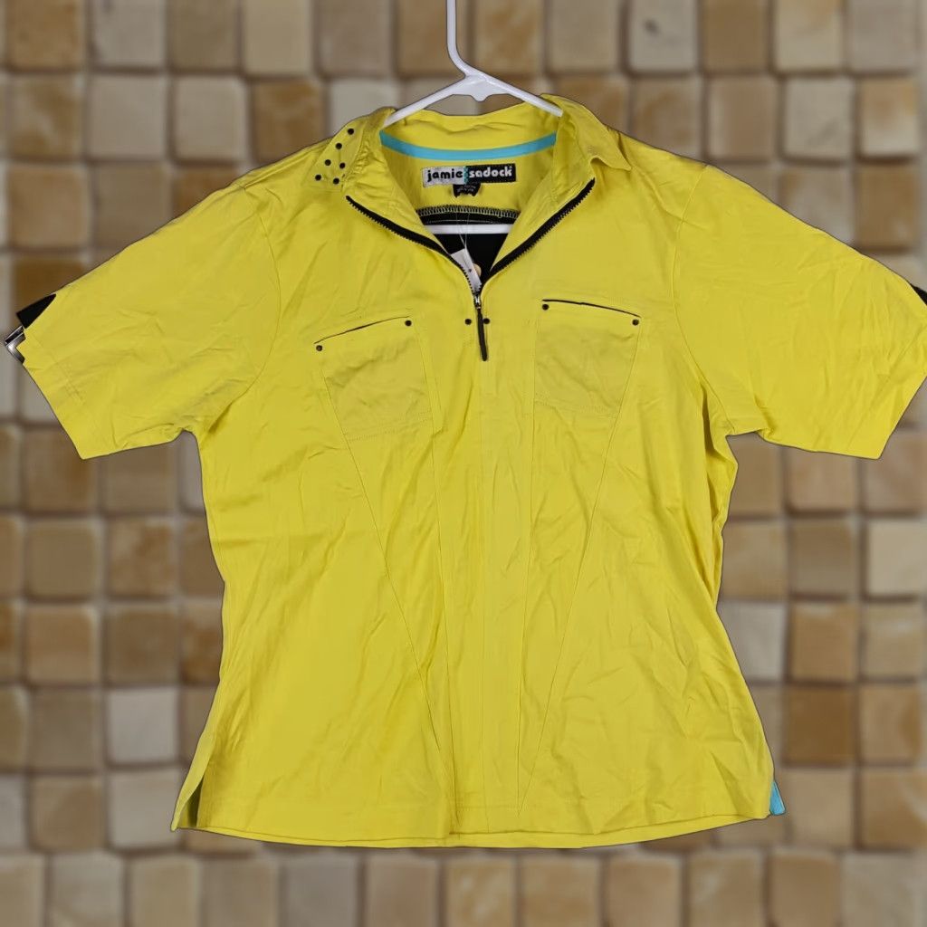 Etro VINTAGE Jamie Sadock Polo Shirt Women S Yellow 90s Golf Tennis Preppy Retro Pullover Top Short Sleeve Collared Logo Button Size S / US 4 / IT 40 - 1 Thumbnail