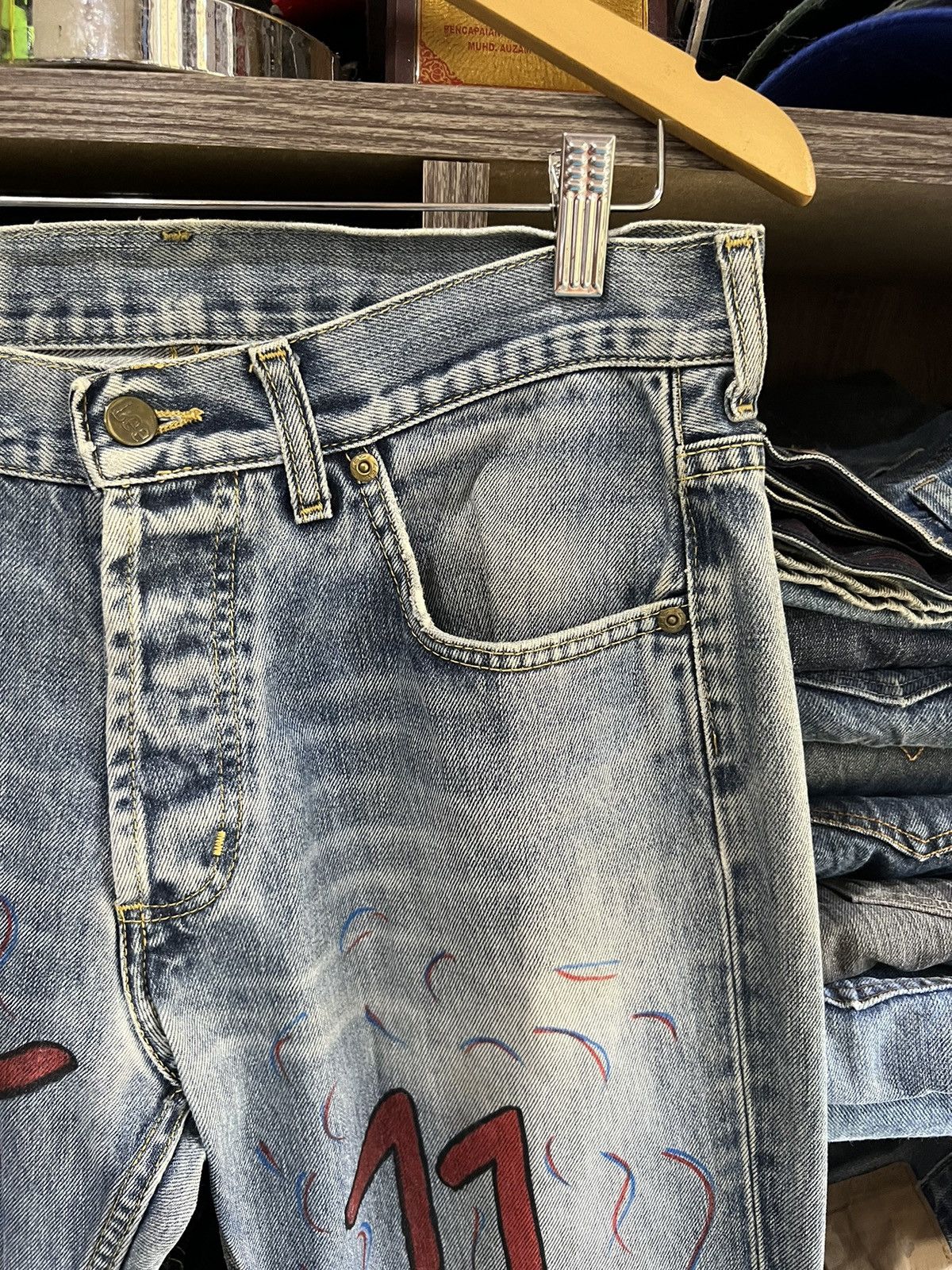 Lee 🔥Rare Vintage Lee Sketch Denim Size US 31 - 6 Thumbnail