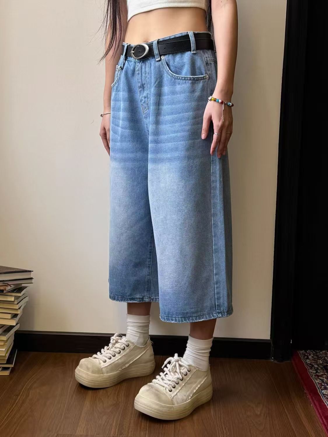 Japanese Brand × Jean Blue Street Washed Vintage Straight Denim Shorts Size US 32 / EU 48 - 2 Thumbnail
