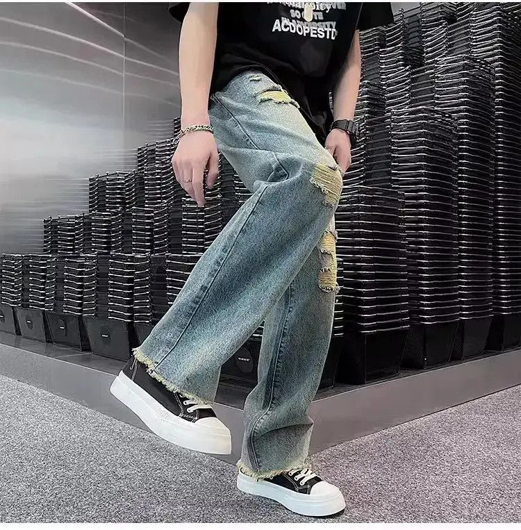 Japanese Brand Retro washed straight leg distressed jeans Size US 30 / EU 46 - 3 Thumbnail