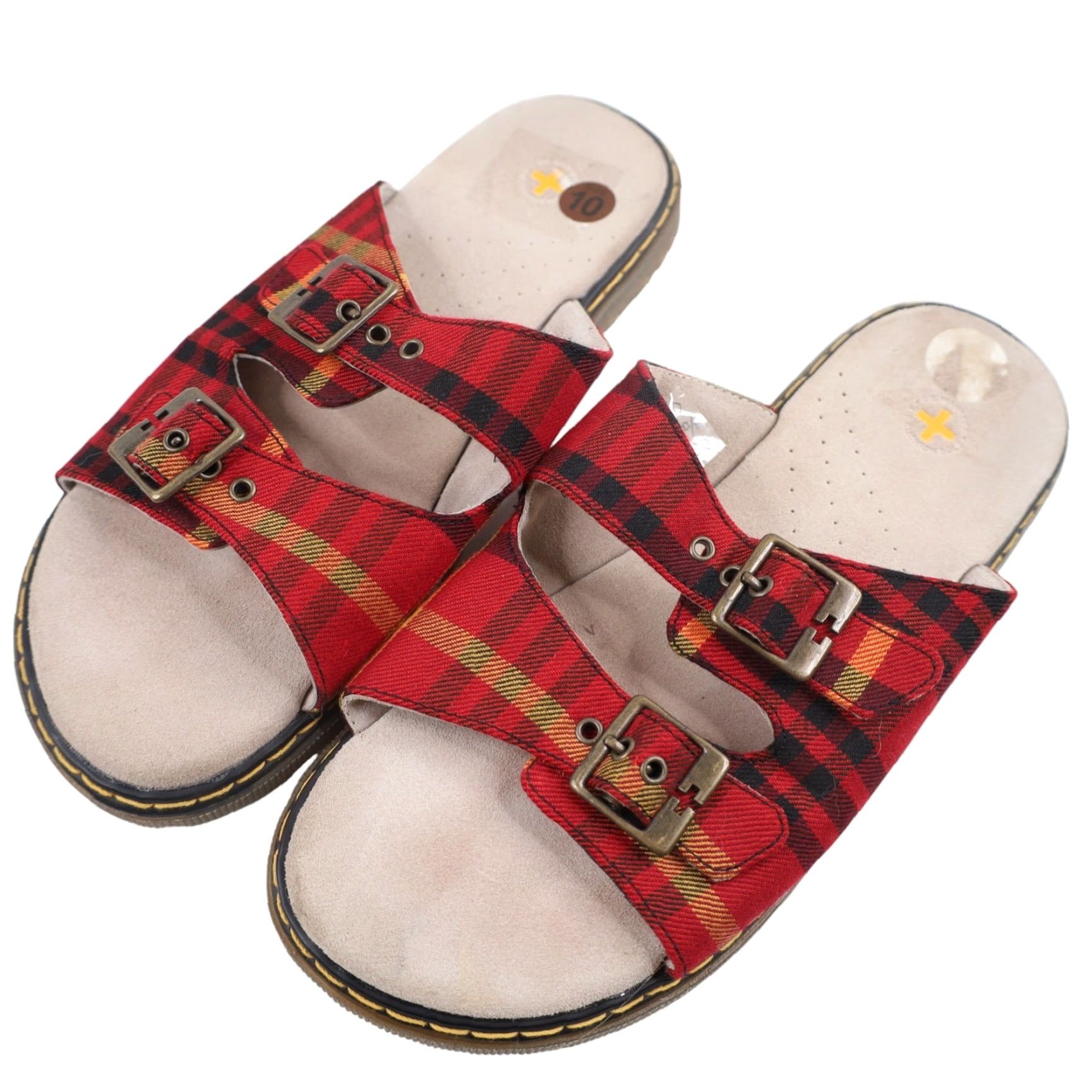 Dr. Martens VINTAGE Dr. Martens Adalia Red Tartan Plaid Buckle Strap Sandals Women's 10 Shoes Size US 10 / IT 40 - 3 Thumbnail