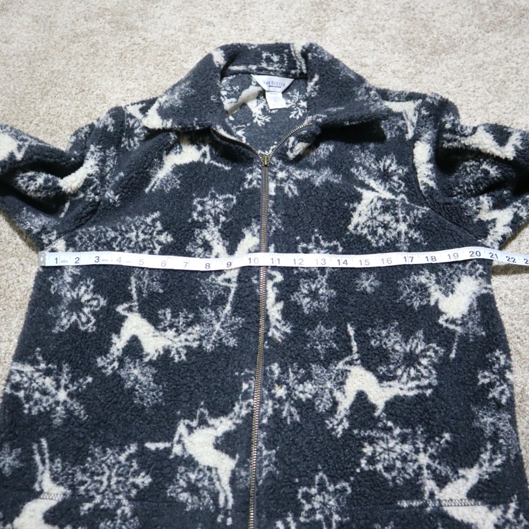 Van Heusen Van Heusen Cardigan Sweater Jacket Women Medium White Wool Three Season Pockets 90s Holiday Deer Zip Front Shirt/Jacket Womens Size M / US 6-8 / IT 42-44 - 6 Thumbnail