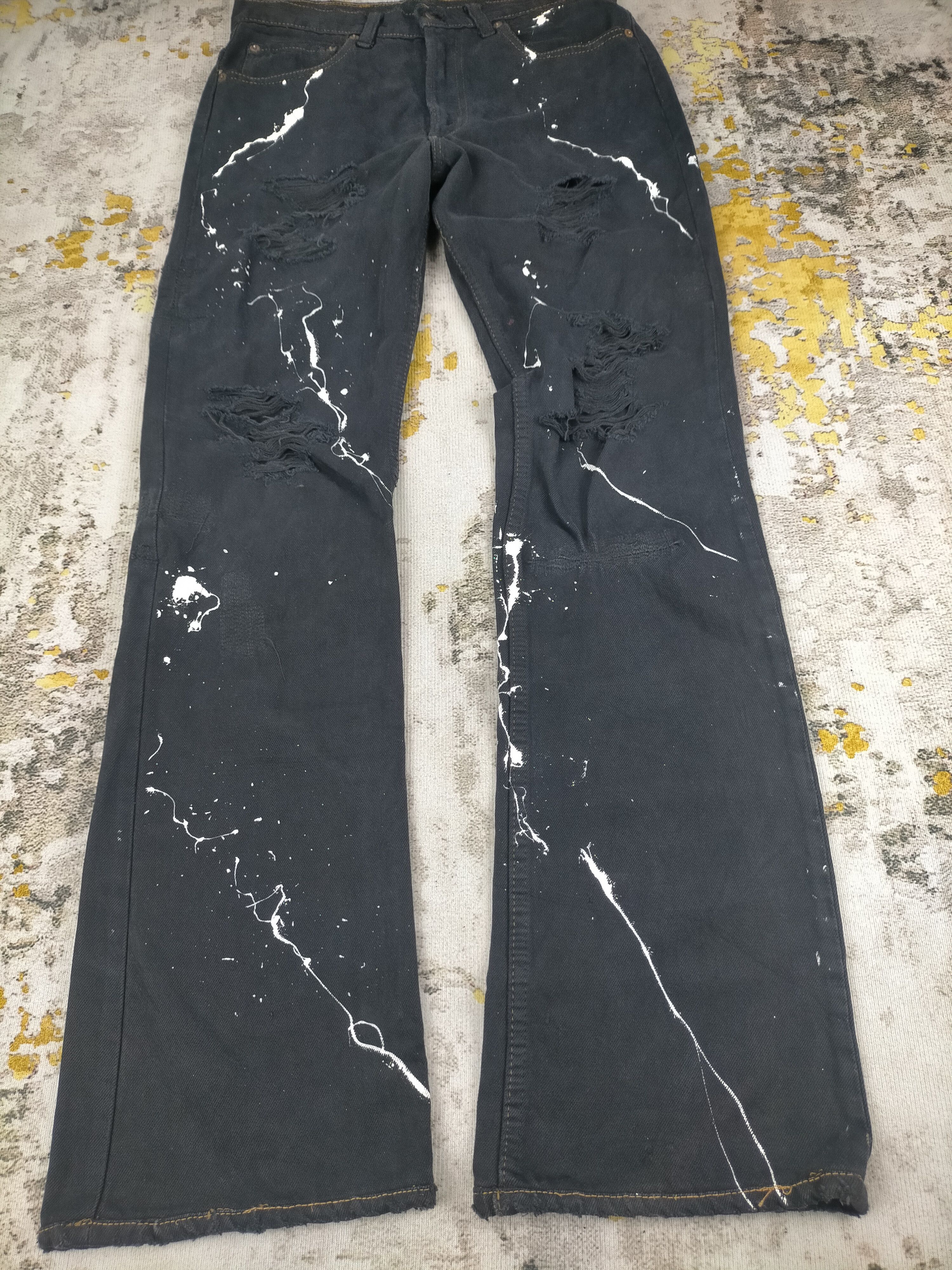 Levi's Rare 80s Levis 517 Trashed Splatter Distressed Flare Jeans Size US 30 / EU 46 - 3 Thumbnail