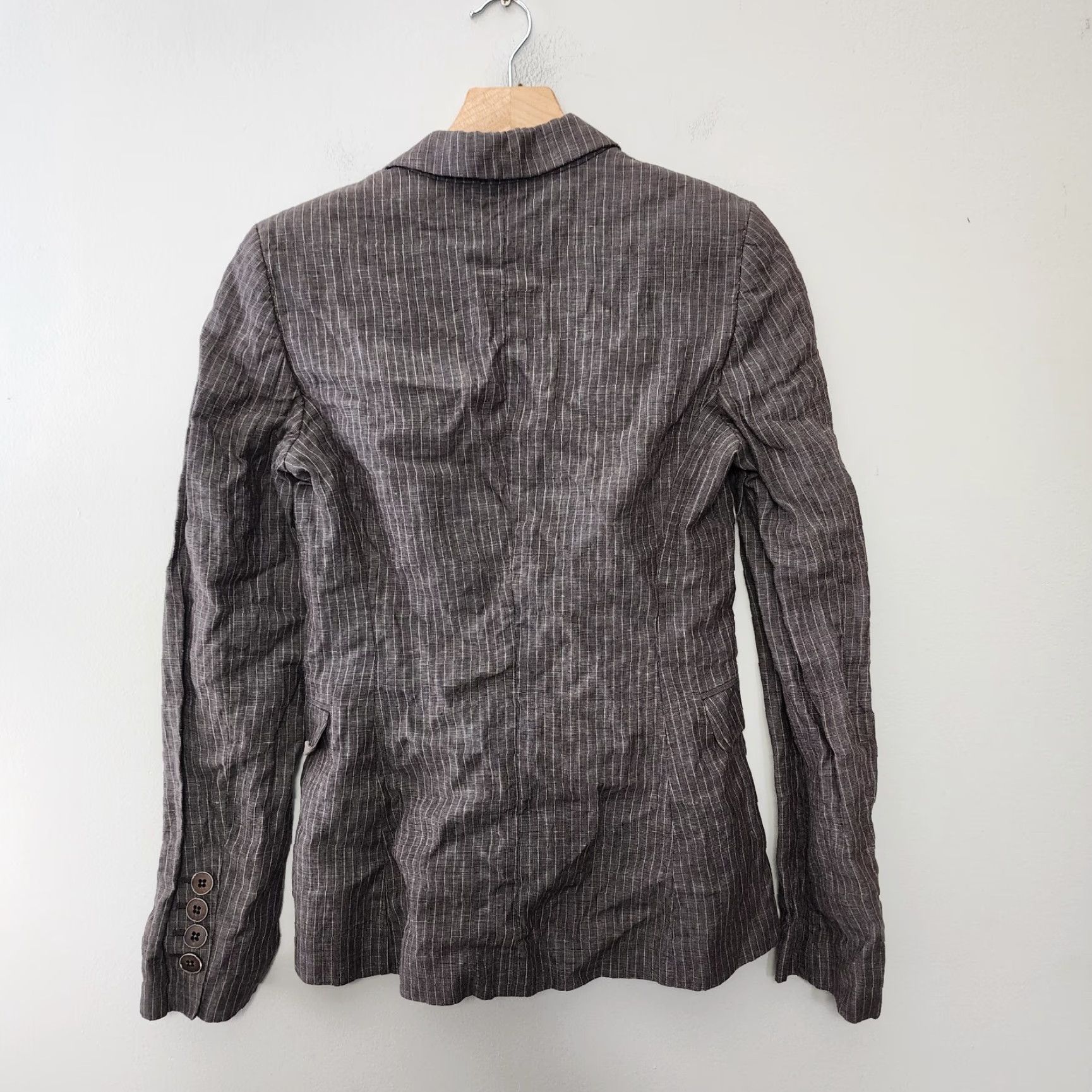 Vintage VINTAGE Boss Hugo Boss Blazer Jacket Linen Blend Lined Brown Stripe Womens US 2 2 Button 3 Buttons Work Size XS / US 0-2 / IT 36-38 - 2 Thumbnail