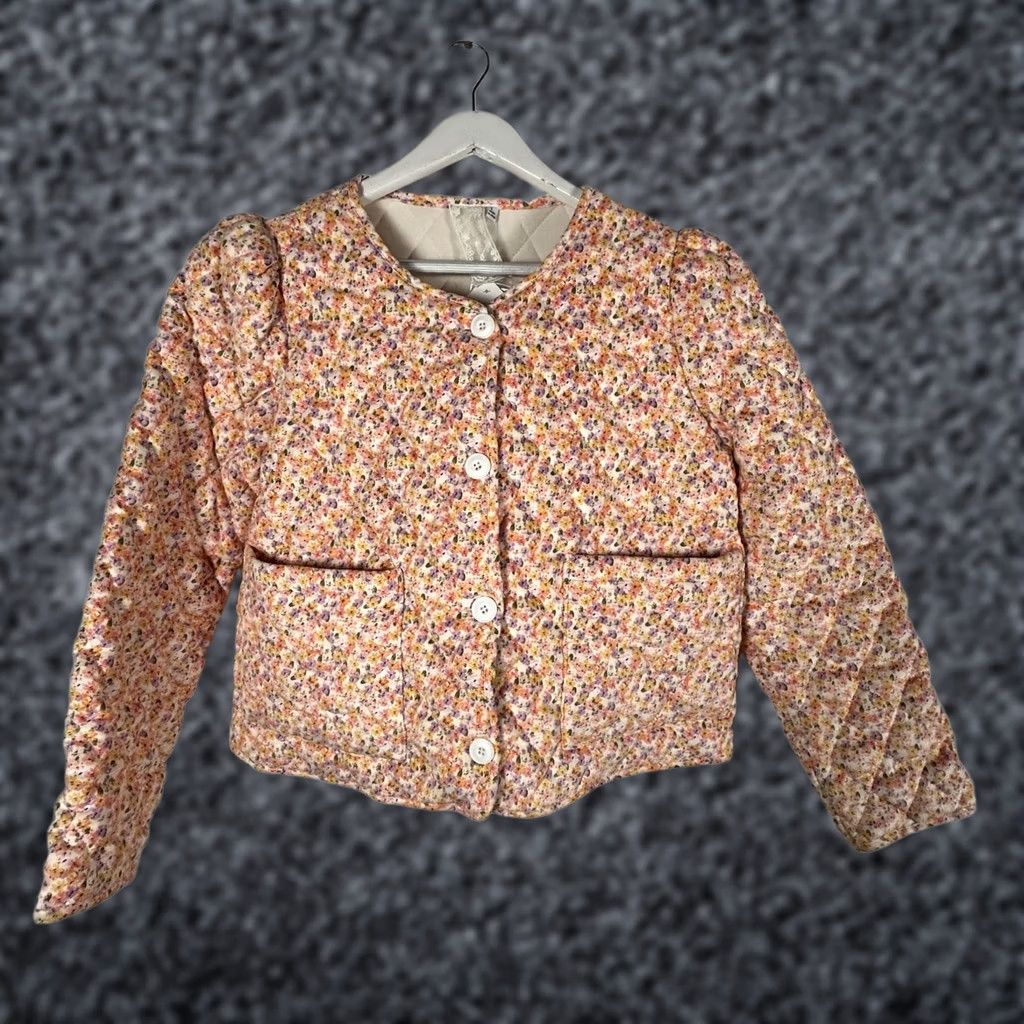 Vintage Sadie & Sage Womens Floral Quilted Jacket Large Peach Button Front Pockets New Size L / US 10 / IT 46 - 1 Thumbnail