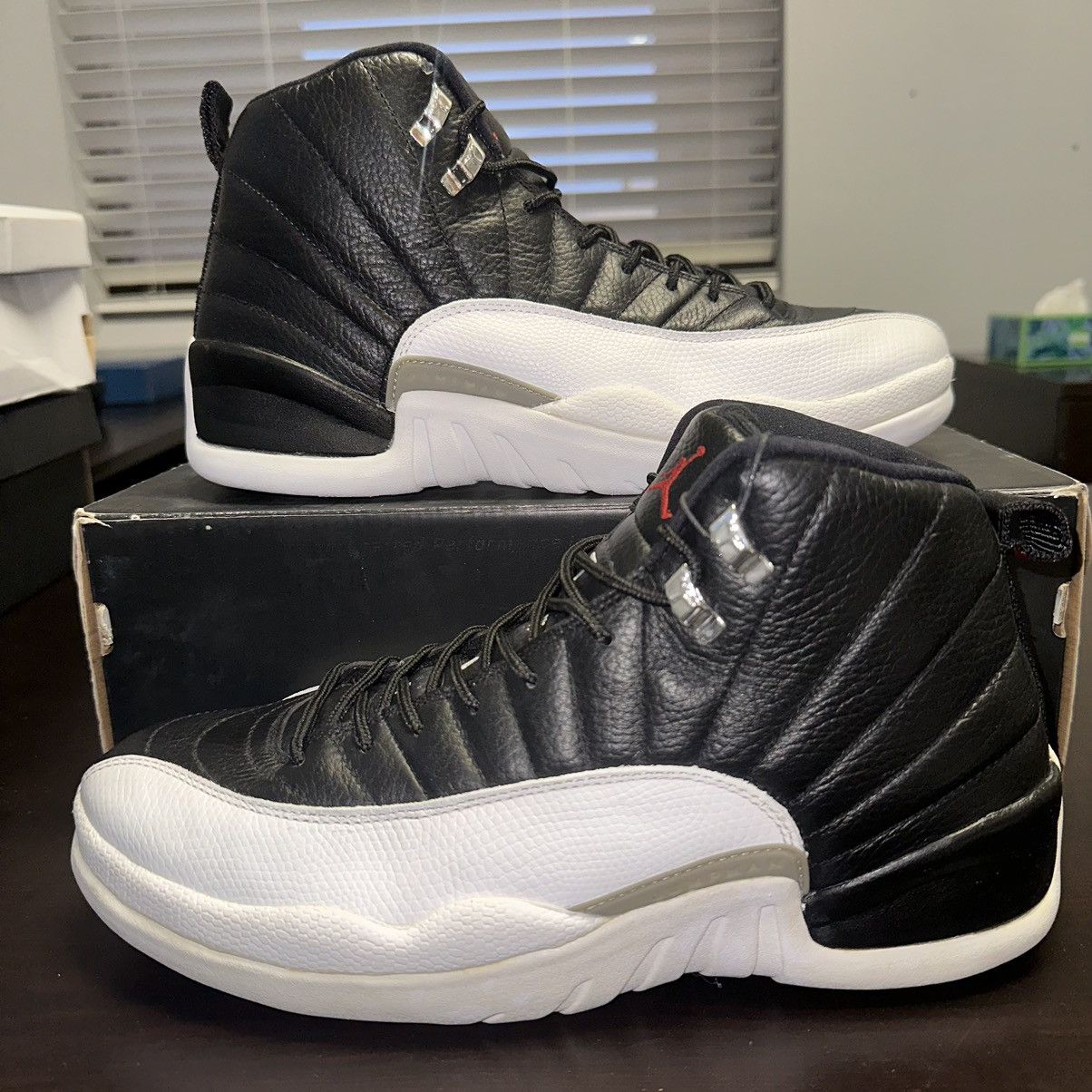 image of Nike Air Jordan Retro Xii 2012 Black White Size 12 Playoff Shoes, Men's
