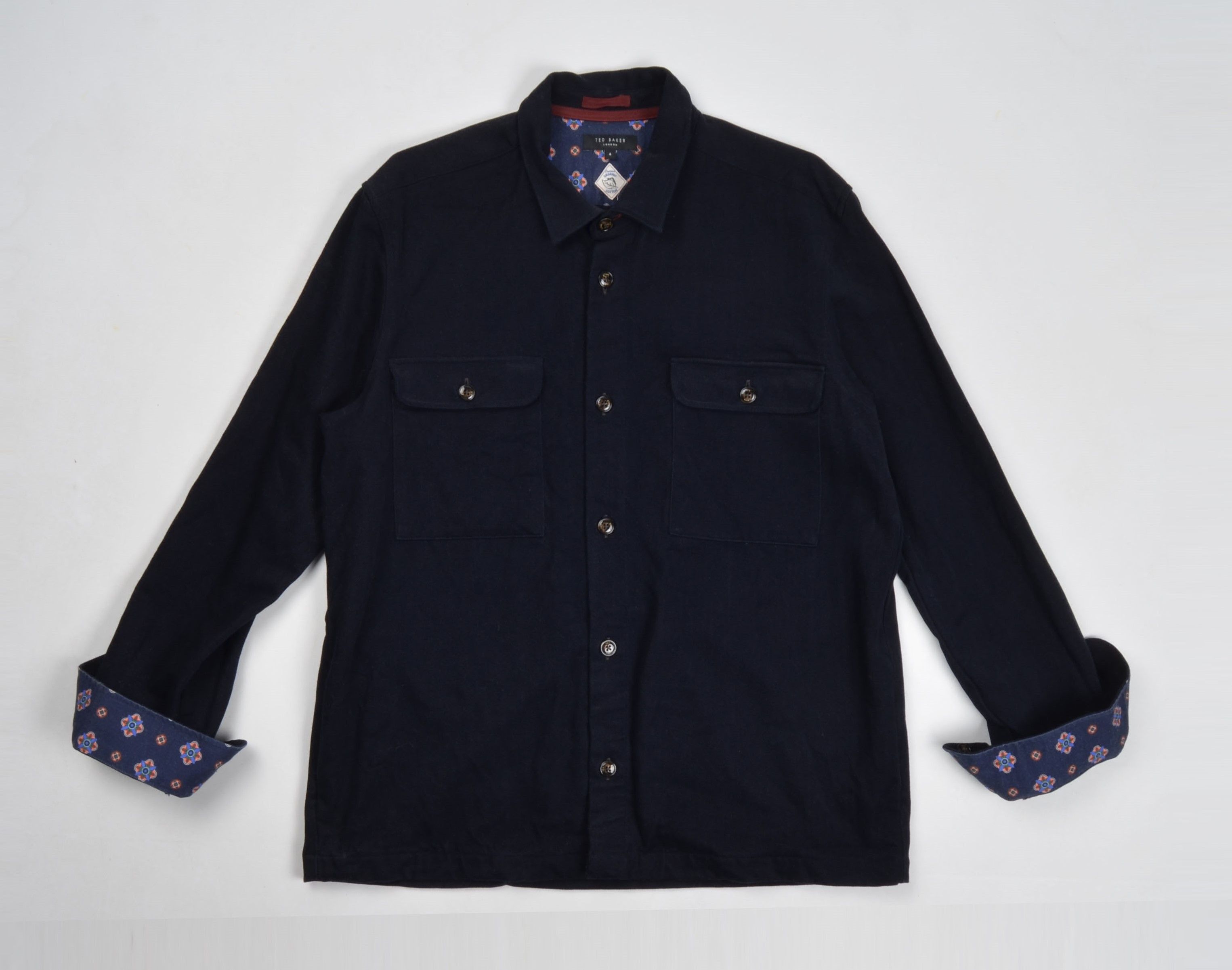 Ted Baker London Navy Corduroy Organic Cotton Overshirt