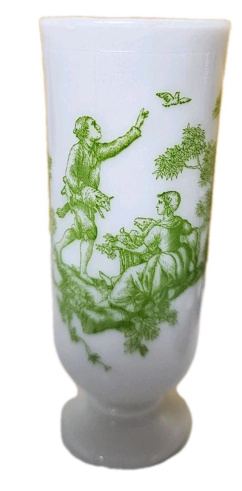 Other Vintage Milk Glass with Green Toile Design Footed Cup Avon Size ONE SIZE - 2 Thumbnail