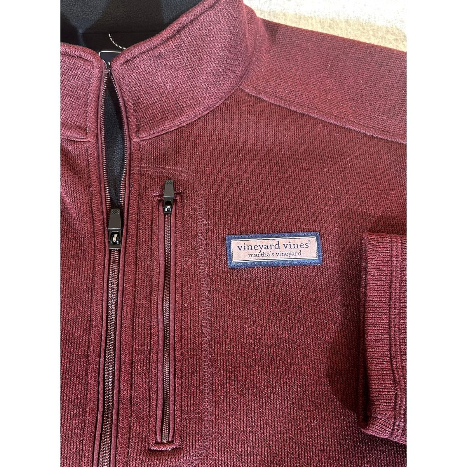 Vineyard Vines Vineyard Vines Pullover Mens L Sweatshirt 1/4 Zip Mock Neck Fleece Red Long Sleeve Logo Pocket Size US L / EU 52-54 / 3 - 2 Thumbnail