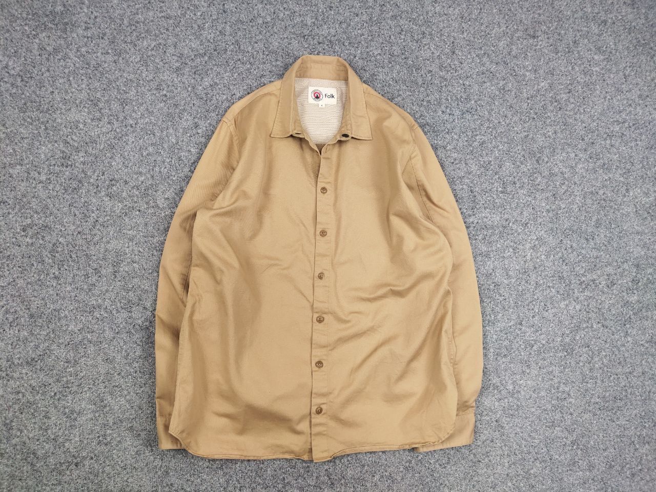 Folk Folk Design Camden Town Beige Logo Casual Button Down Shirt Size US L / EU 52-54 / 3 - 4 Thumbnail