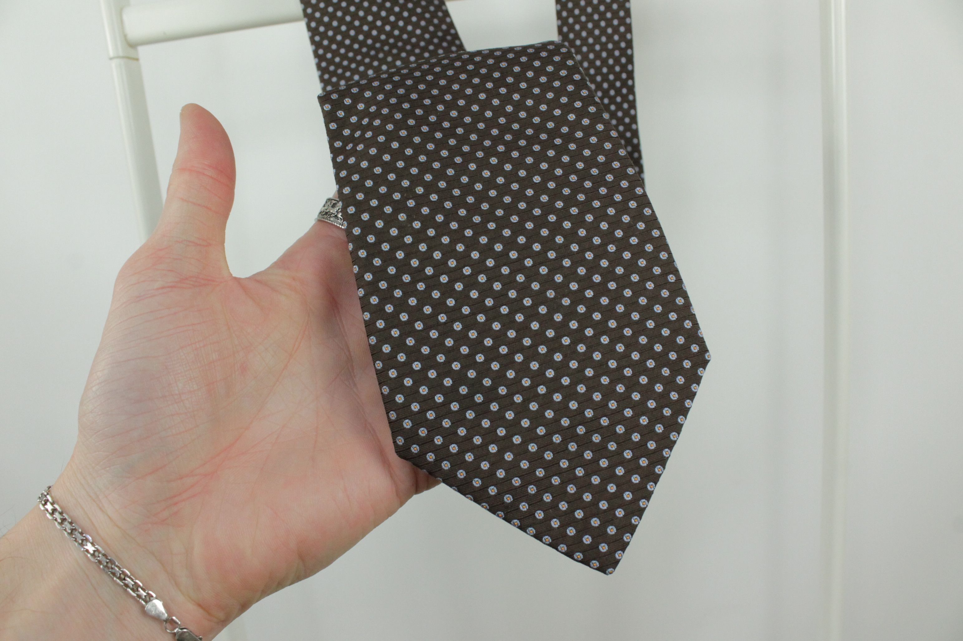 Luigi Borrelli Luigi Borrelli Polka Dot Tie Brown Silk Tie Size ONE SIZE - 2 Thumbnail