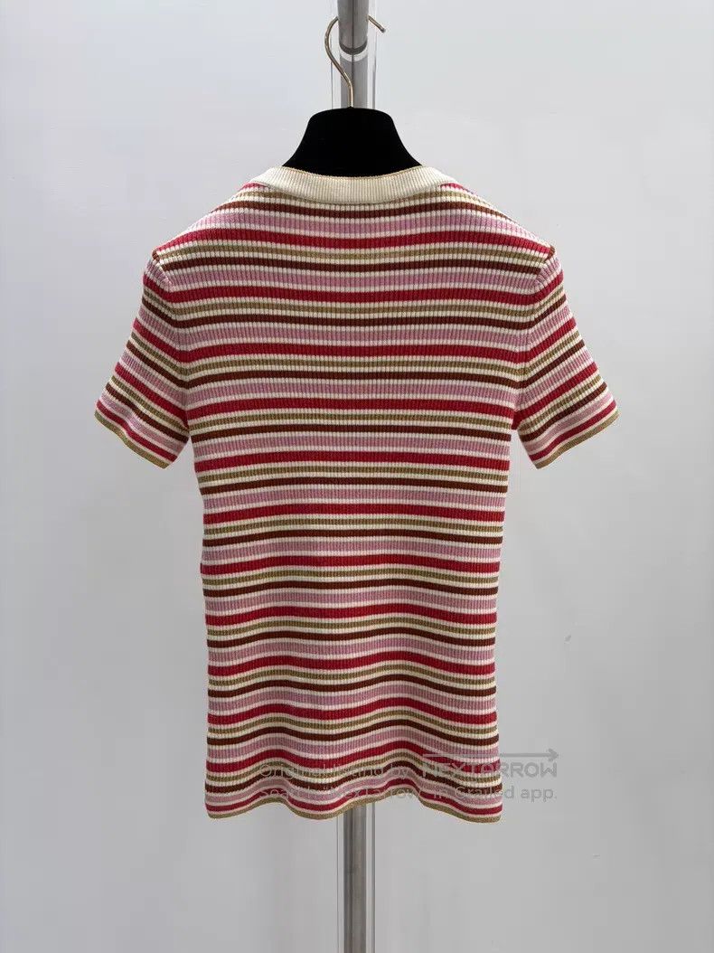Chanel Chanel Nautical Series Round-neck Pink Striped Short Sleev Size XXS / US 00 / IT 34 - 2 Thumbnail