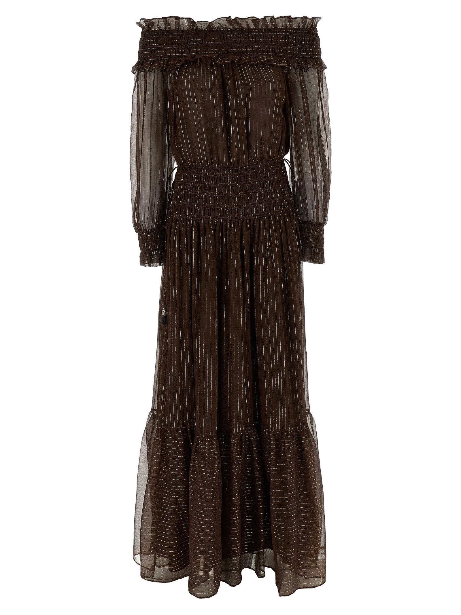 Self-Portrait 'Brown Georgette Off Shoulder Maxi' dress Size M / US 6-8 / IT 42-44 - 1 Thumbnail