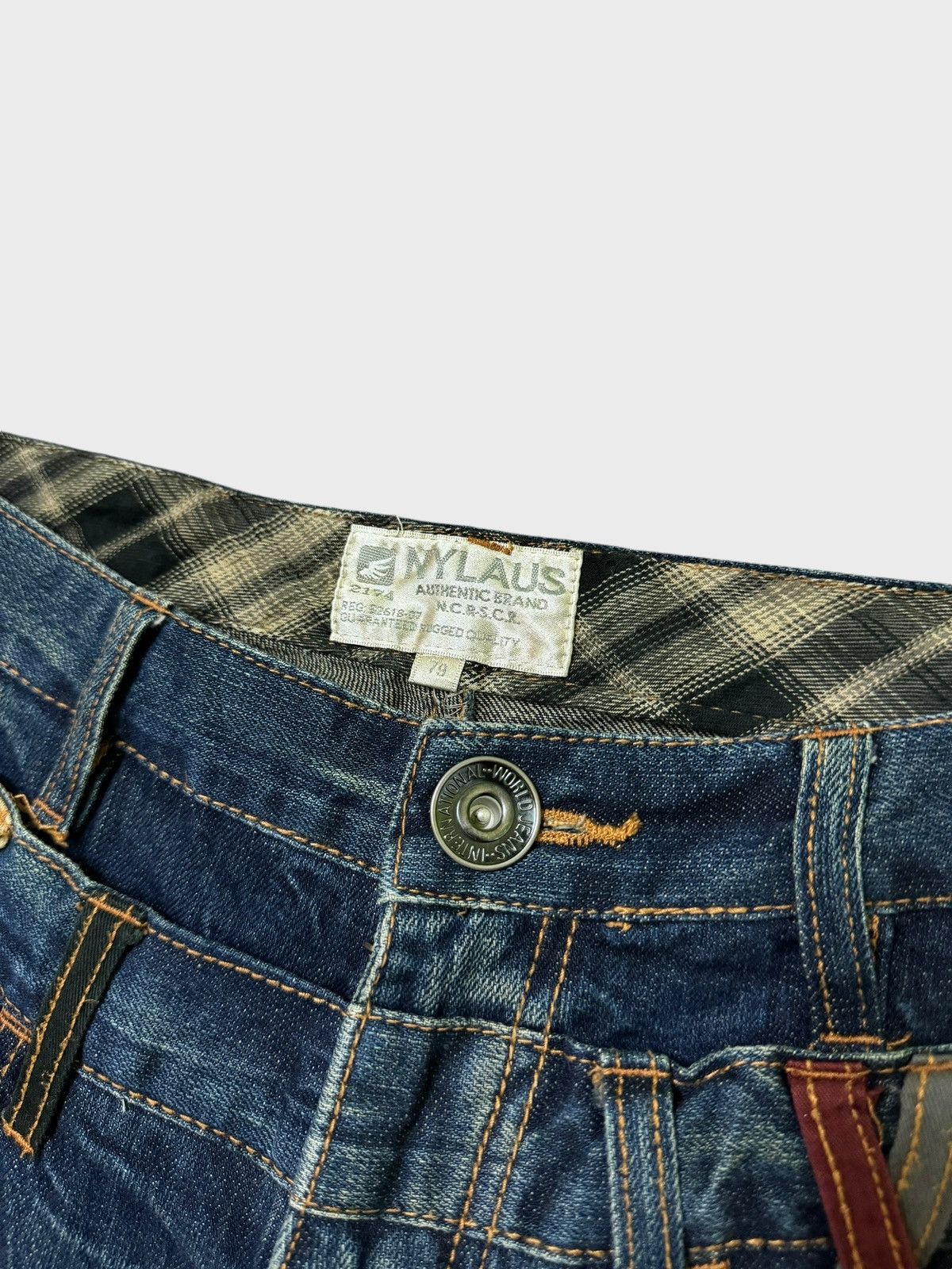 Hysteric Glamour NYLAUS DOUBLE WAIST PLAID TARTAN CLAW MARK DENIM PANTS Size US 30 / EU 46 - 10 Thumbnail