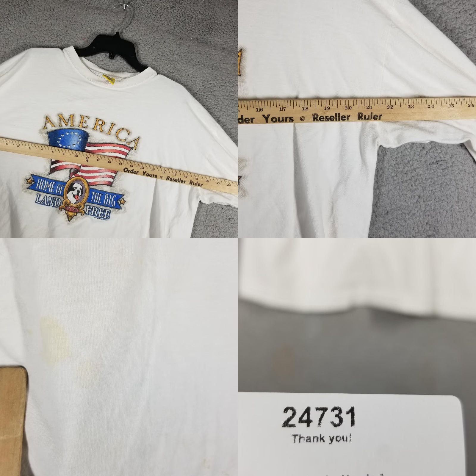 Big Dogs VINTAGE Big Dogs Shirt Mens Large White Long Sleeve Patriotic USA Flag 90s Graphic Print Crew Neck Men L Size US L / EU 52-54 / 3 - 8 Thumbnail