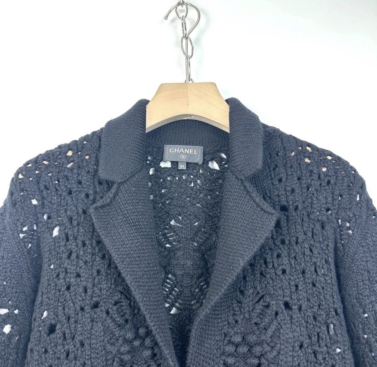 Chanel CHANEL Black Knit Hollow Out Coat K12 Size XXS / US 00 / IT 34 - 3 Thumbnail